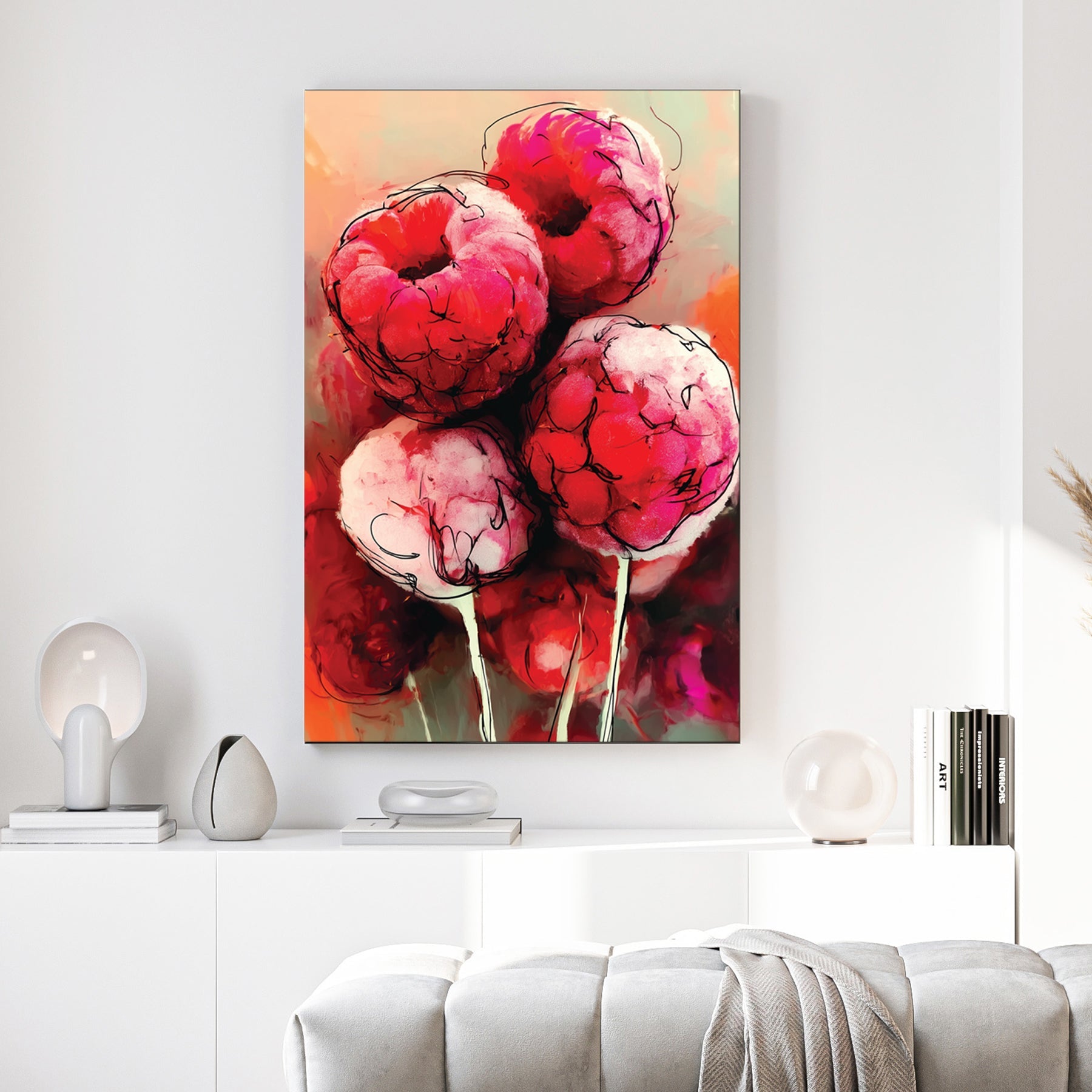 bold raspberry splash contemporary wall art print