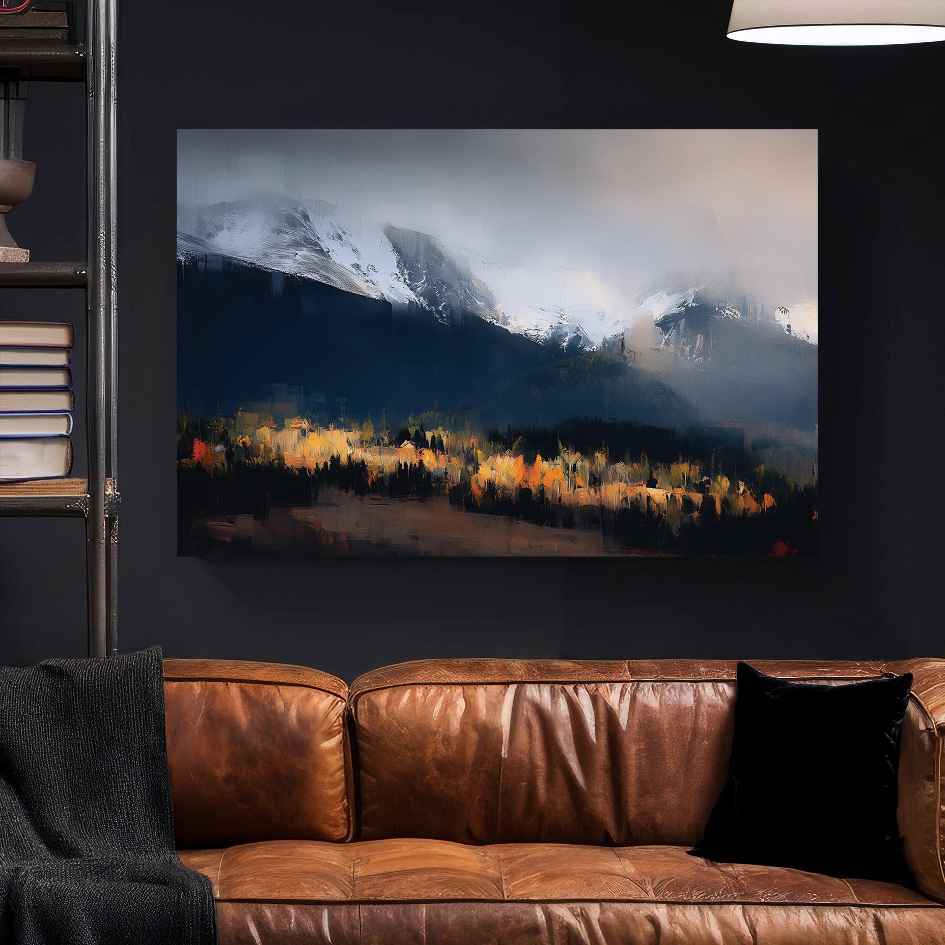 misty mountain landscape autumn wall art print