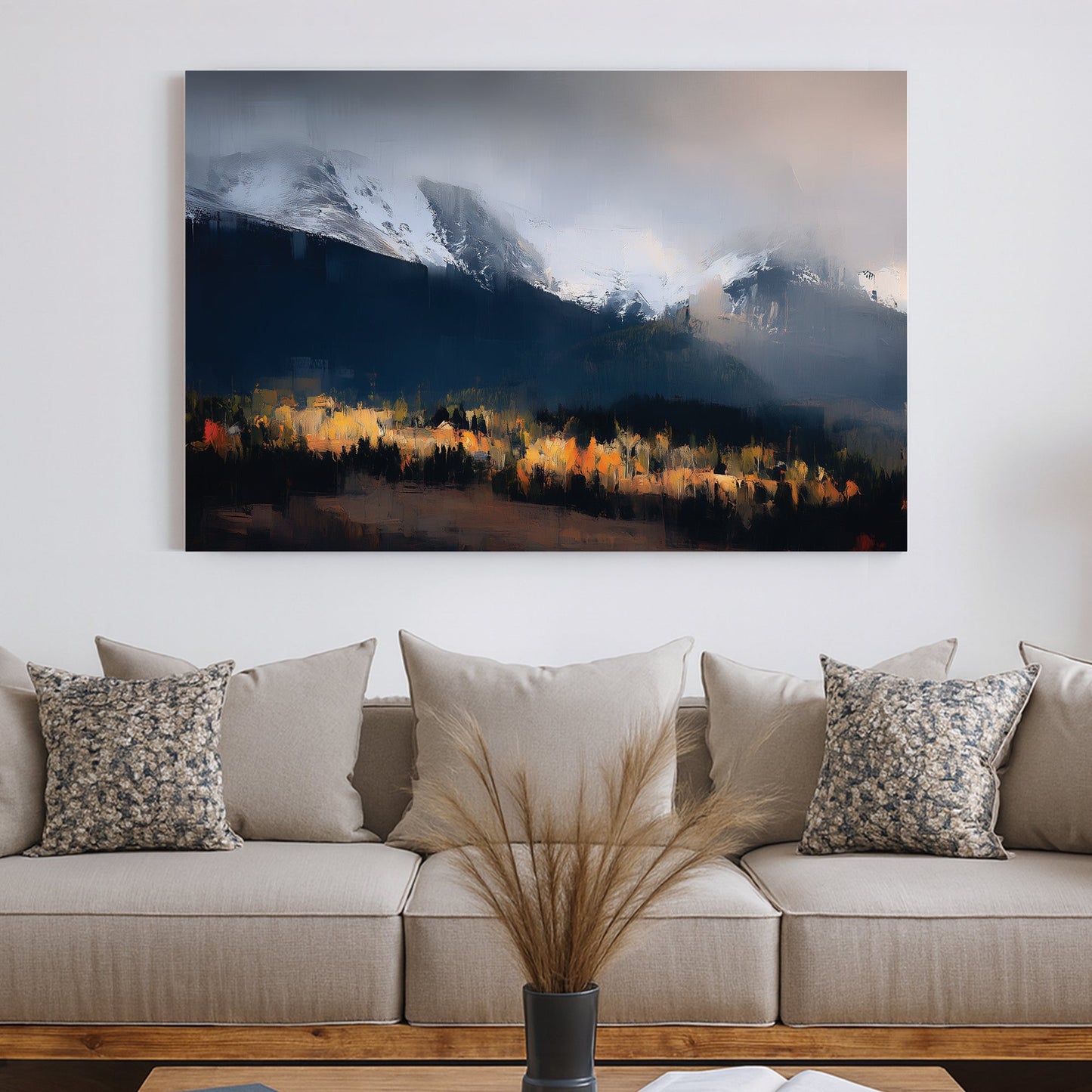misty mountain landscape autumn wall art print