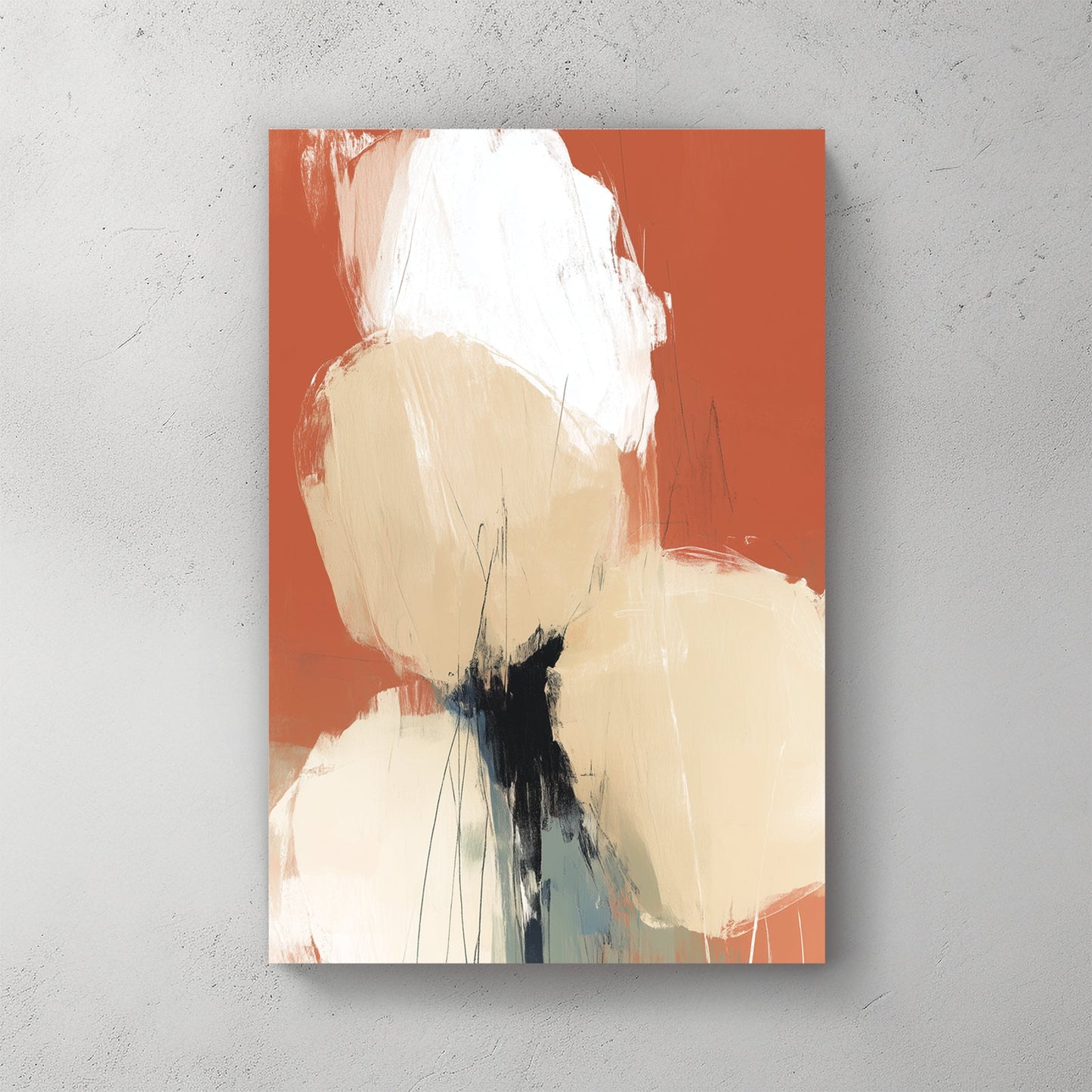 modern terracotta abstract floral wall art print