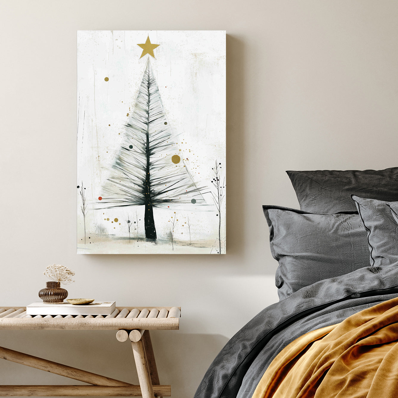 minimalist Christmas tree holiday wall art print