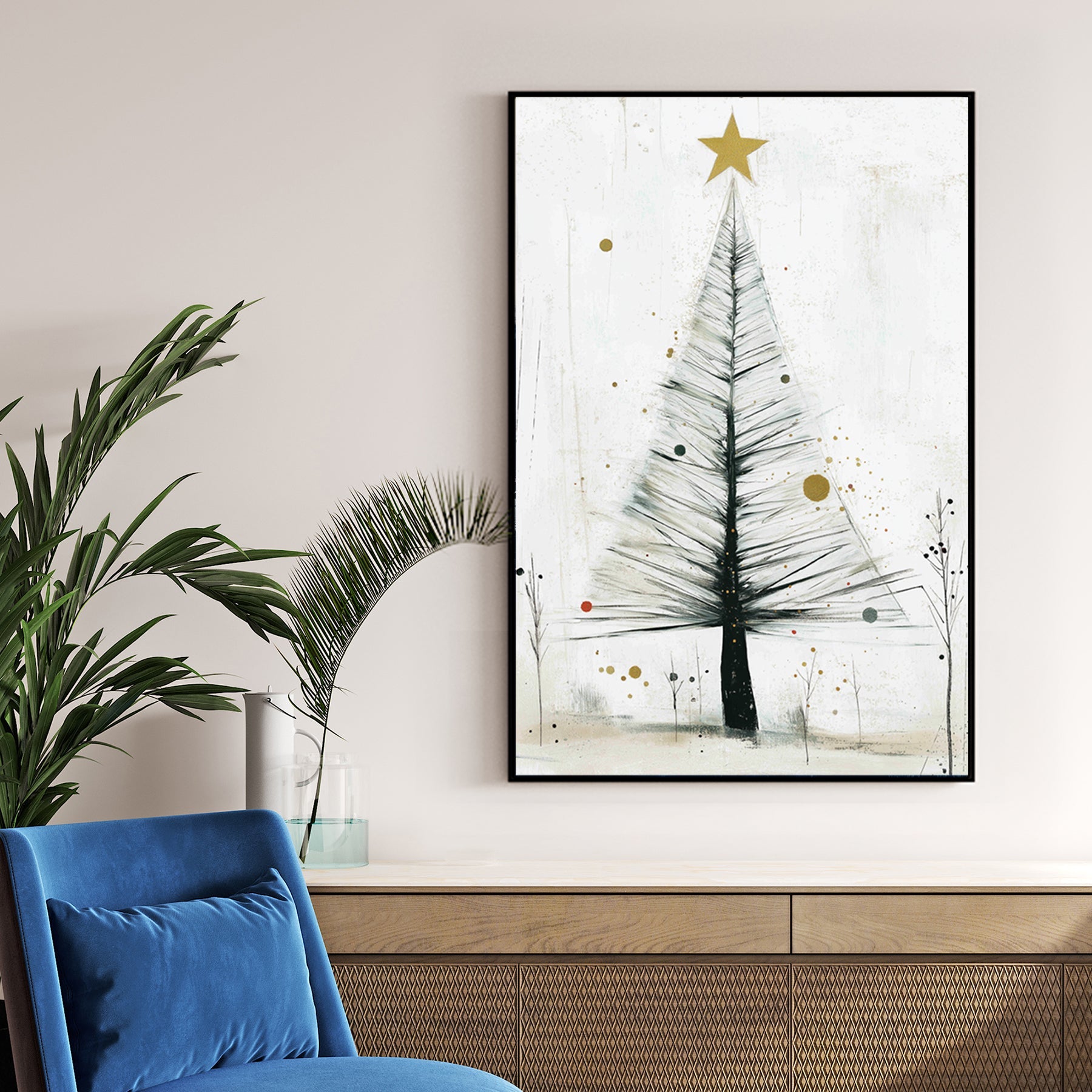 minimalist Christmas tree holiday wall art print