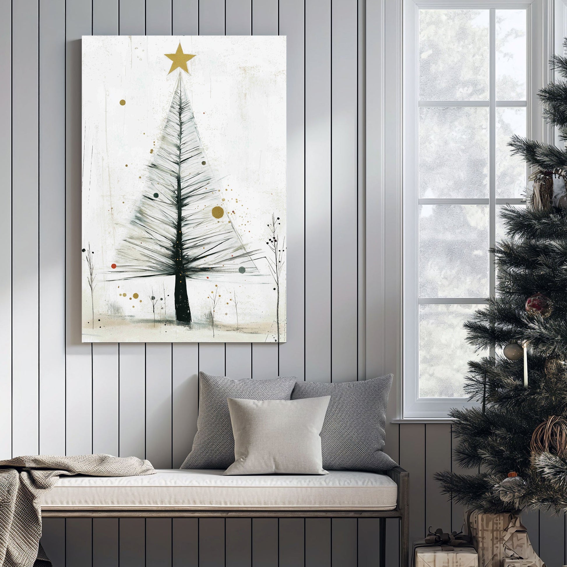 minimalist Christmas tree holiday wall art print