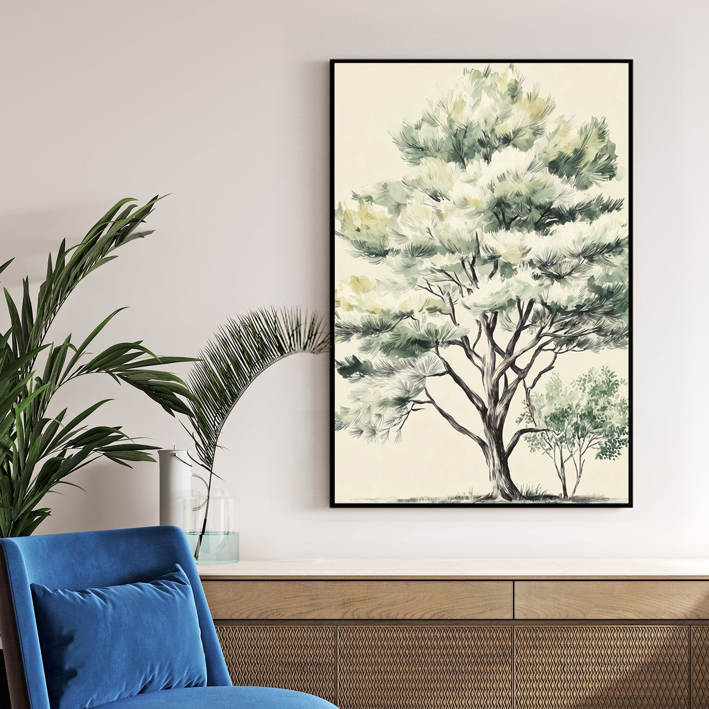 serene pine tree nature wall art print