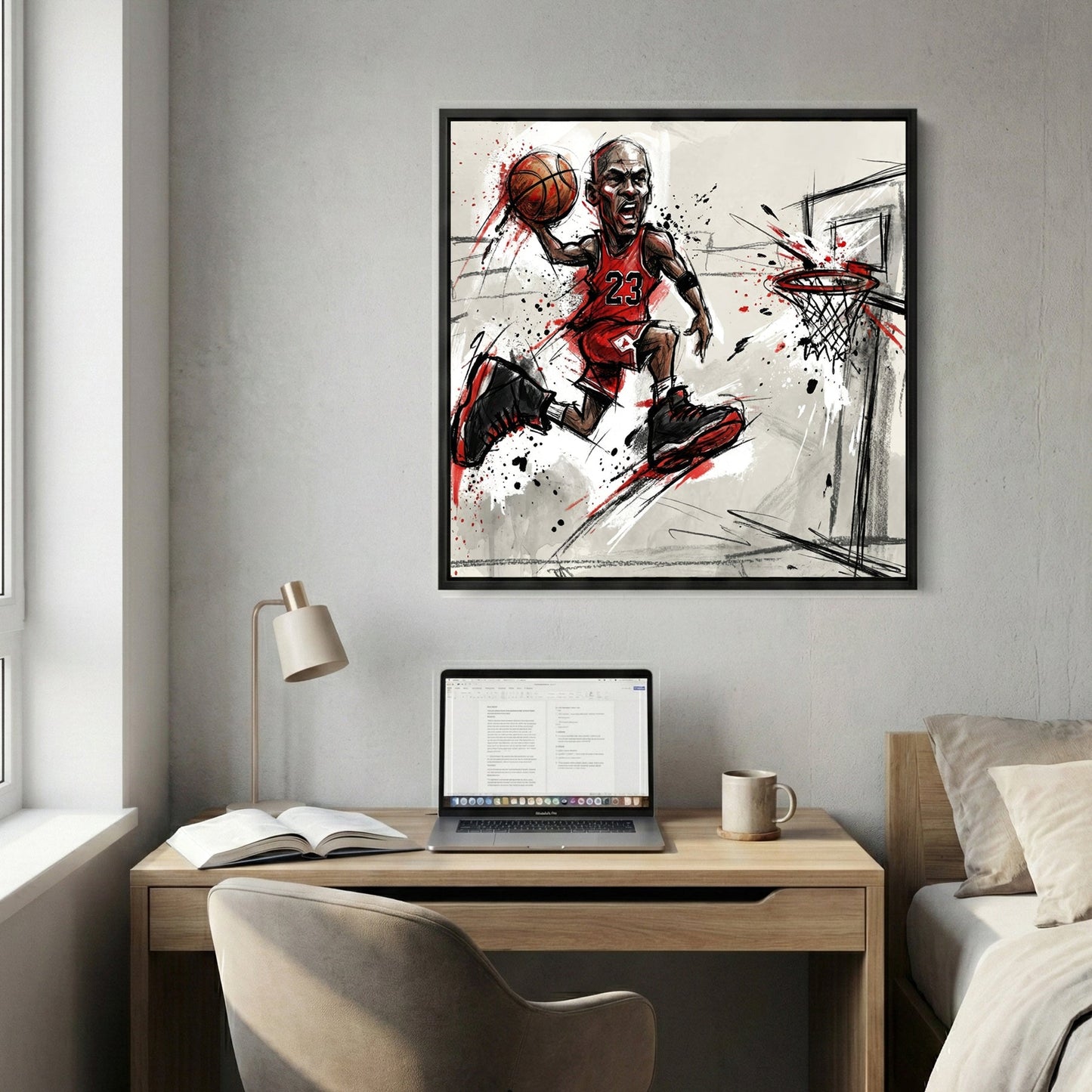 Michael Jordan #23 Chicago Bulls basketball sketch ink wall art print