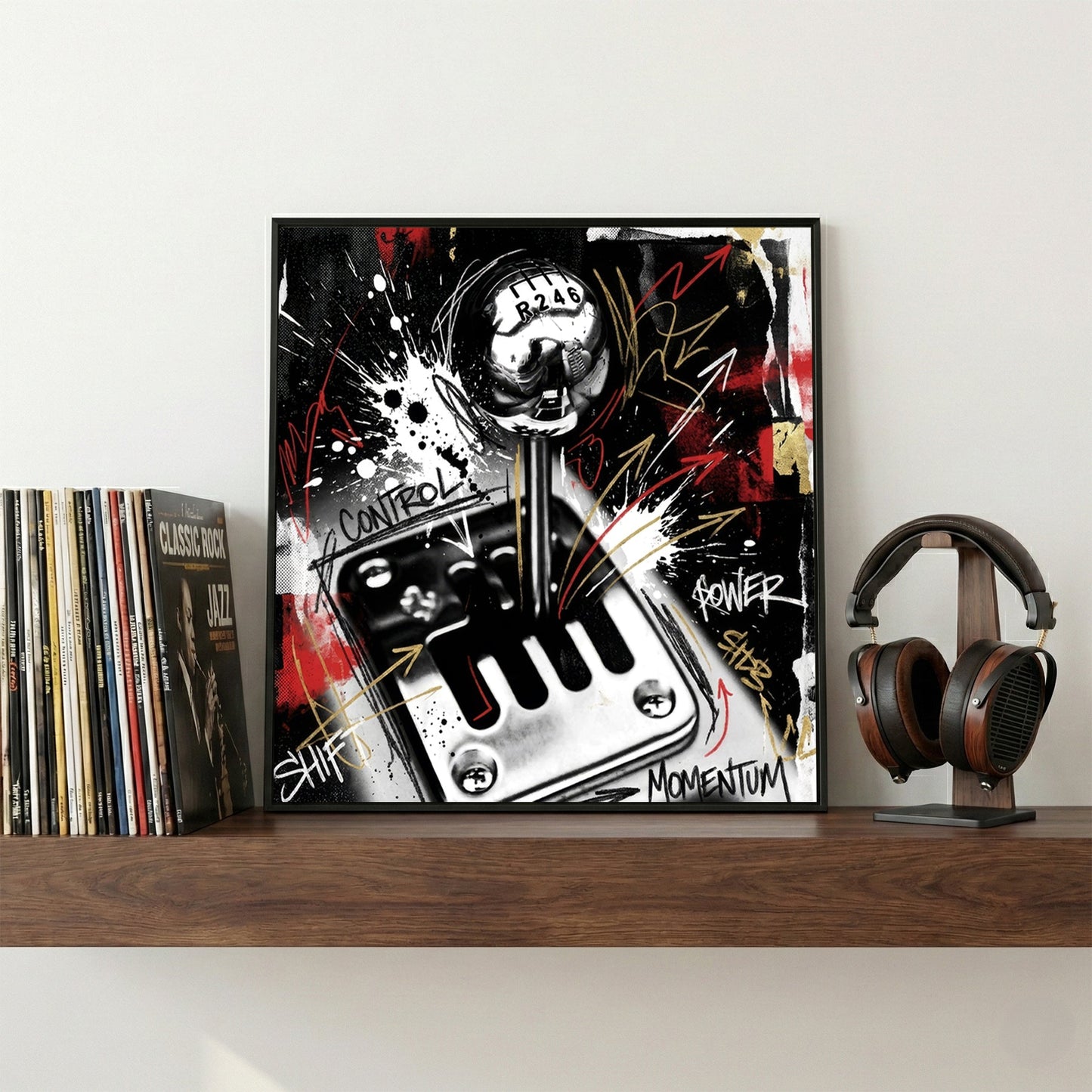 Vintage muscle car shifter 8-ball street art graffiti wall art print