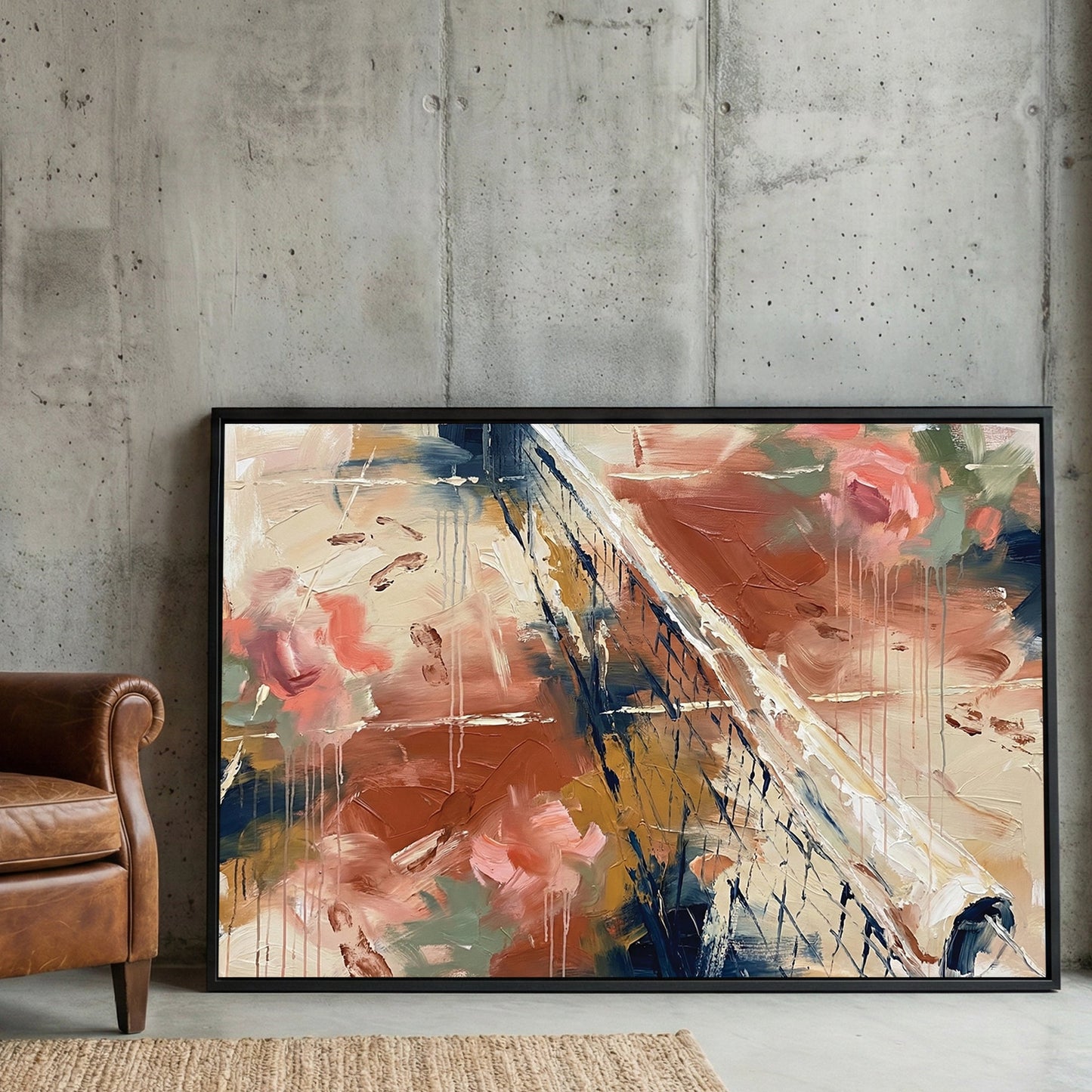 Abstract tennis court mesh watercolour modern art