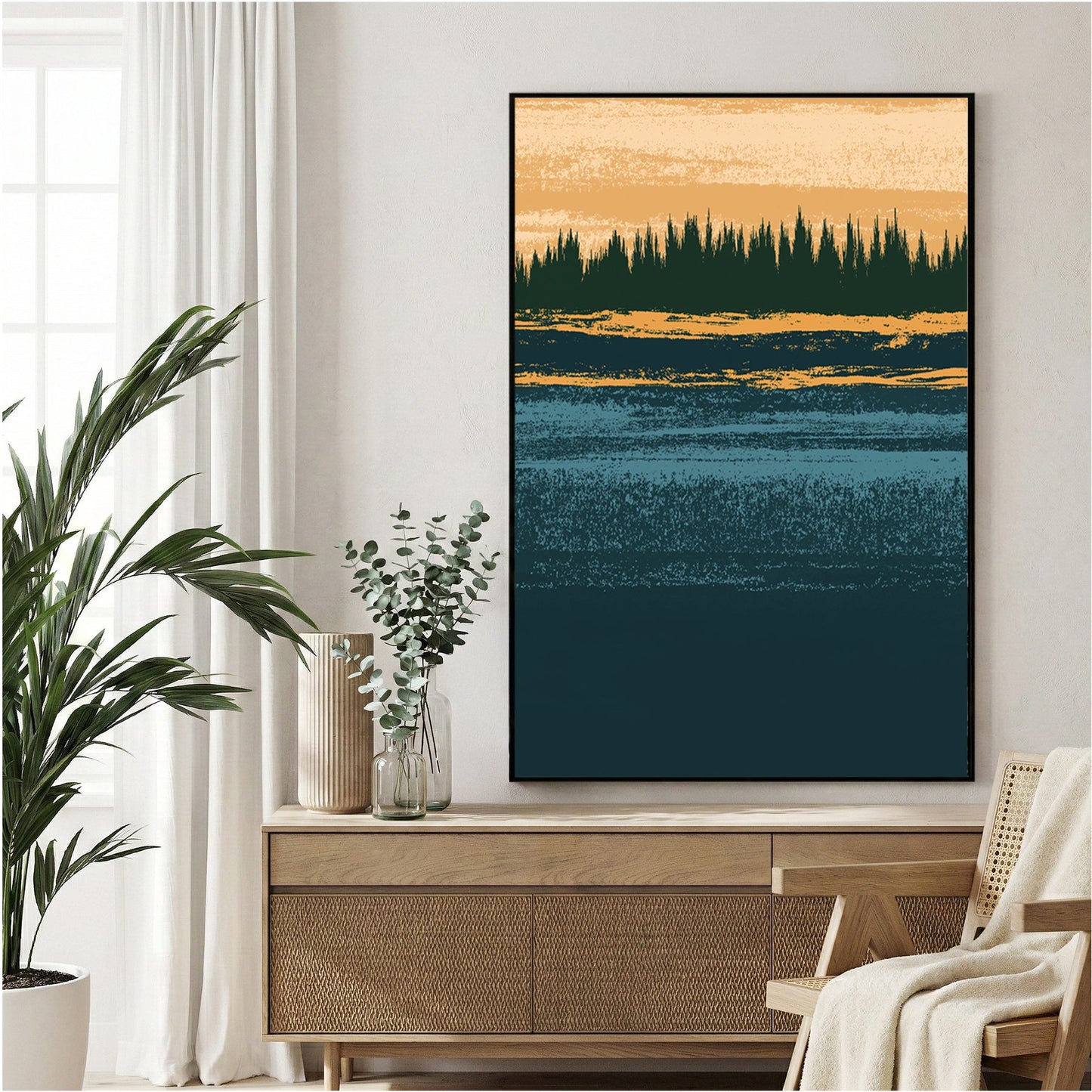 Forest trees landscape retro vintage wall art print