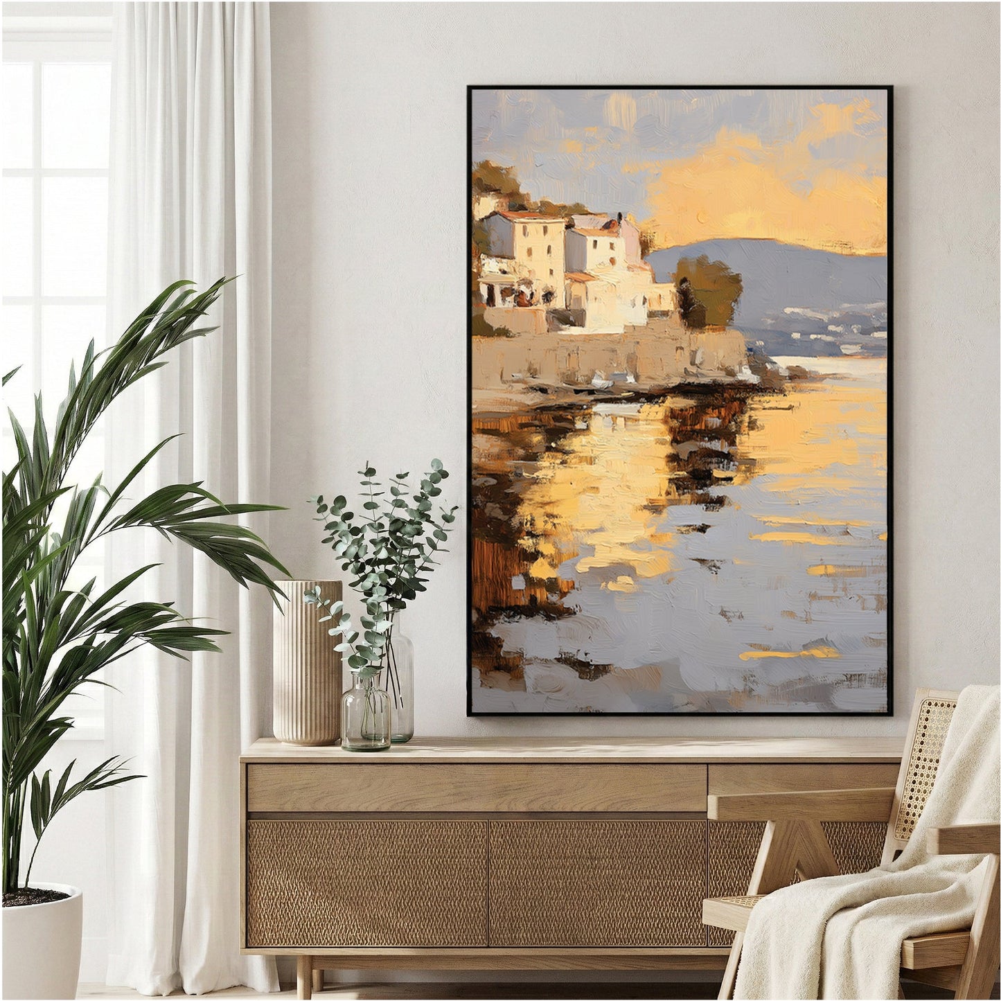 Mediterranean villa impressionist landscape wall art print