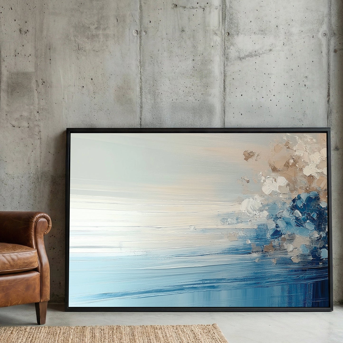 Misty lake landscape wall art with mountains and fog