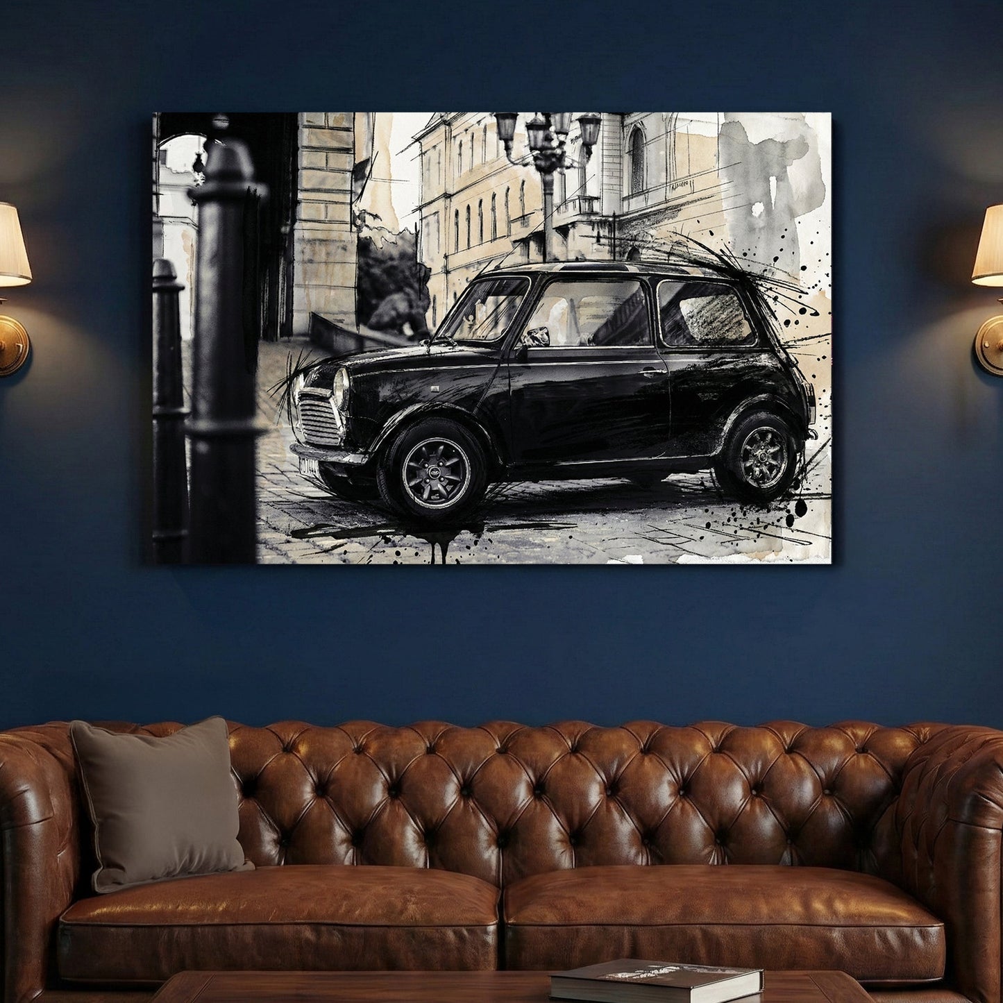 British MINI watercolour sketch wall art print