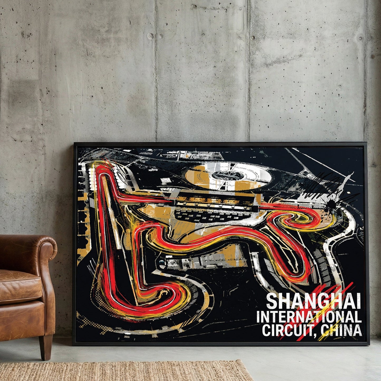 Shanghai circuit racing track neon wall art print