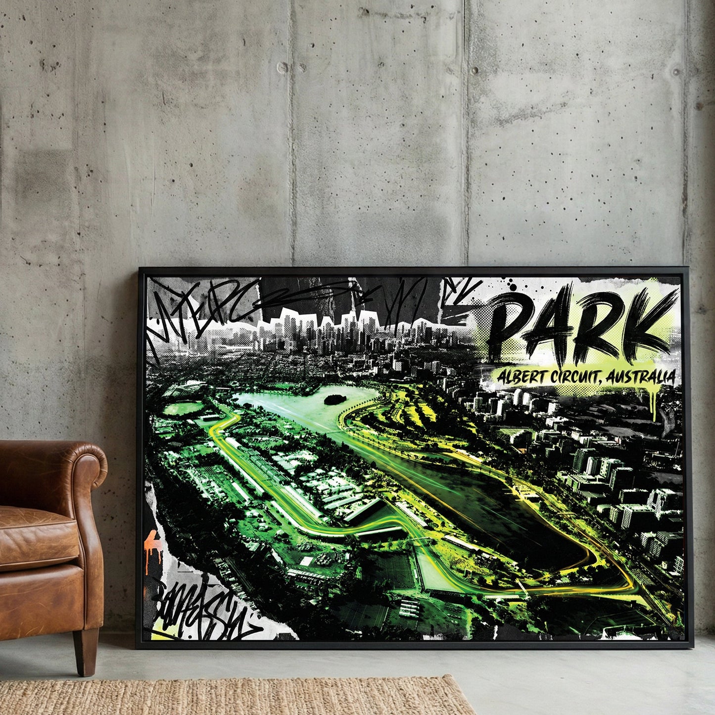 Albert Park circuit racing track neon wall art print