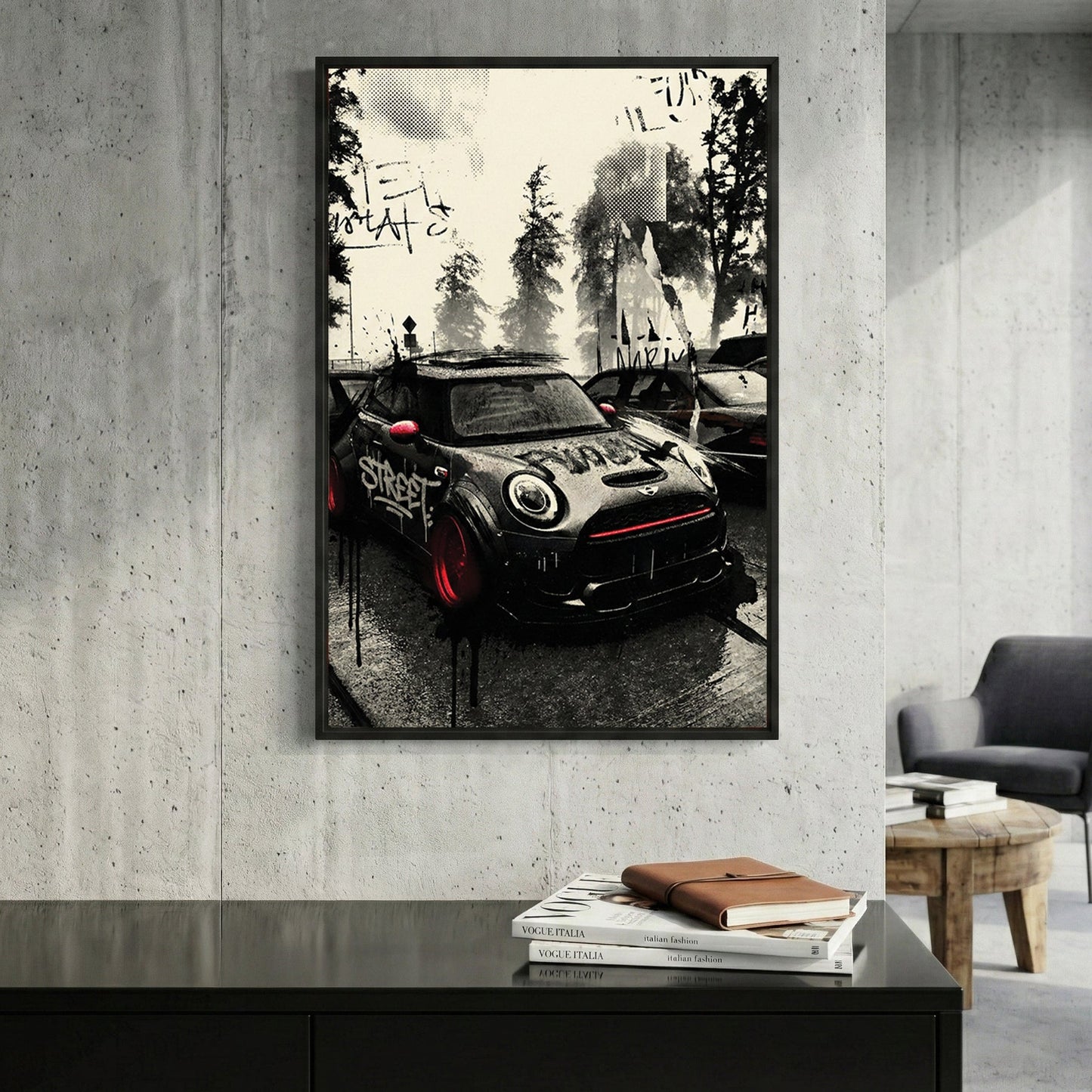 Mini Cooper graffiti street art wall art print