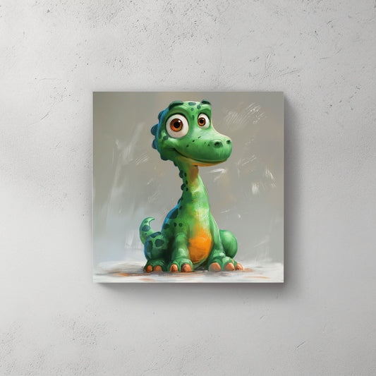 Green Dino #562 Canvas Wall Art & Metal Prints