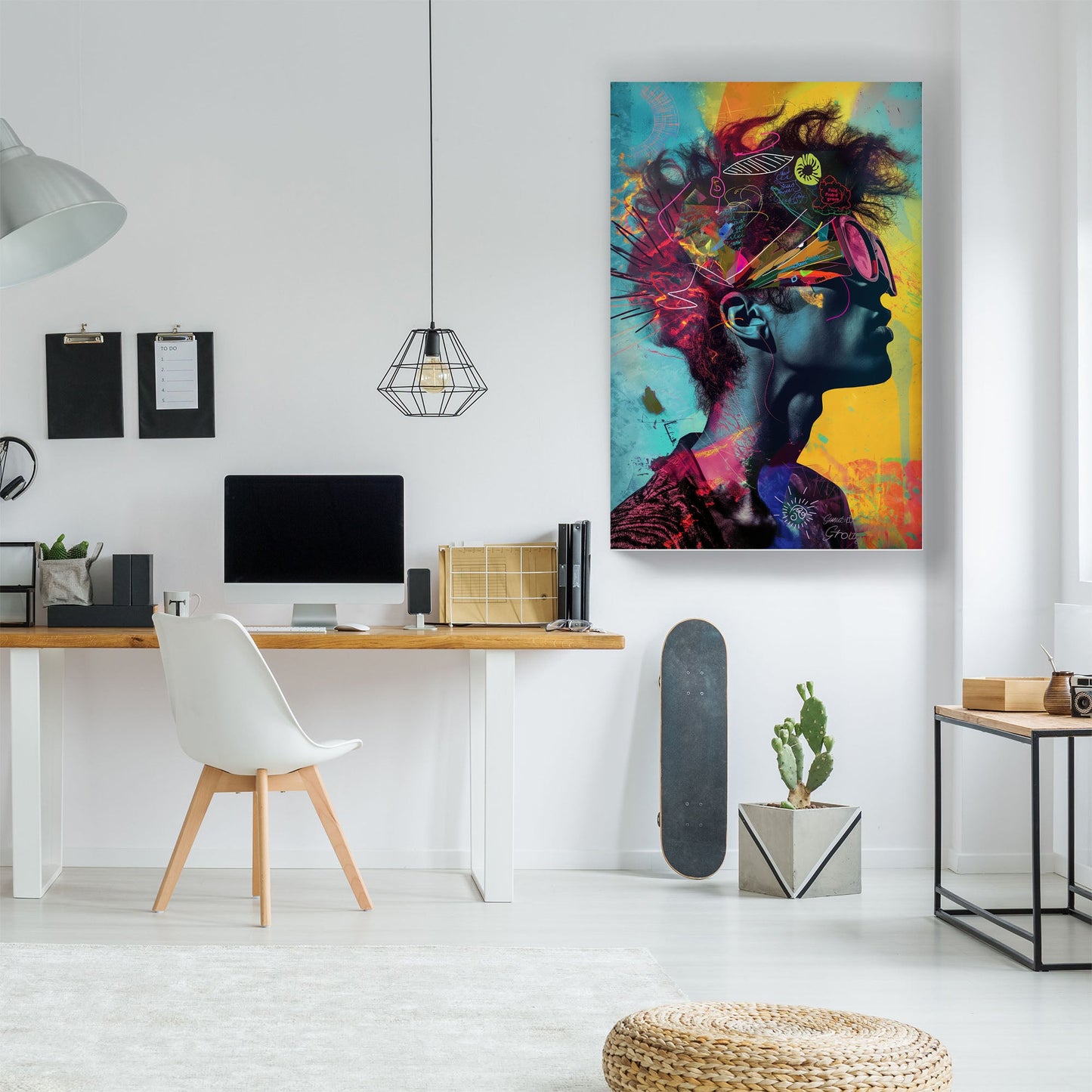 Male portrait full of colors, pop art style wall art print