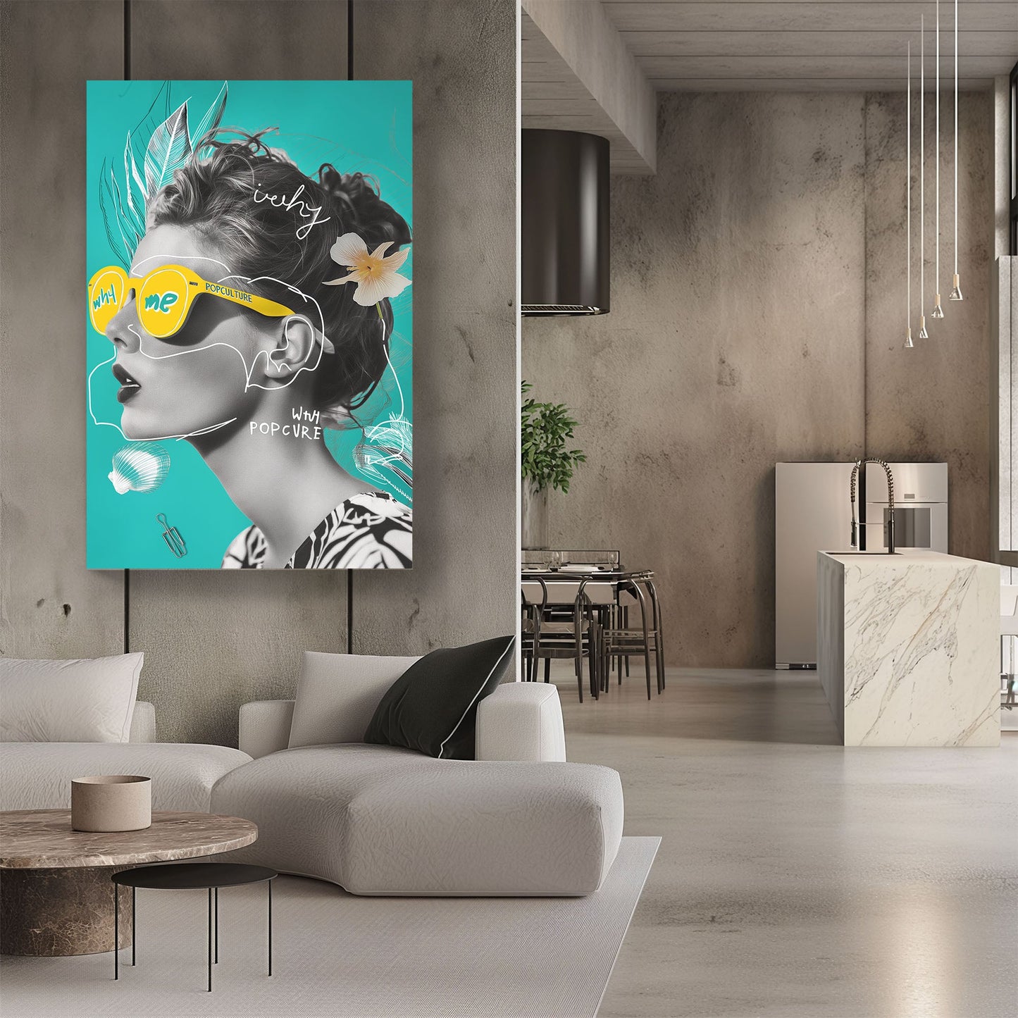 Female face colorful pop wall art print