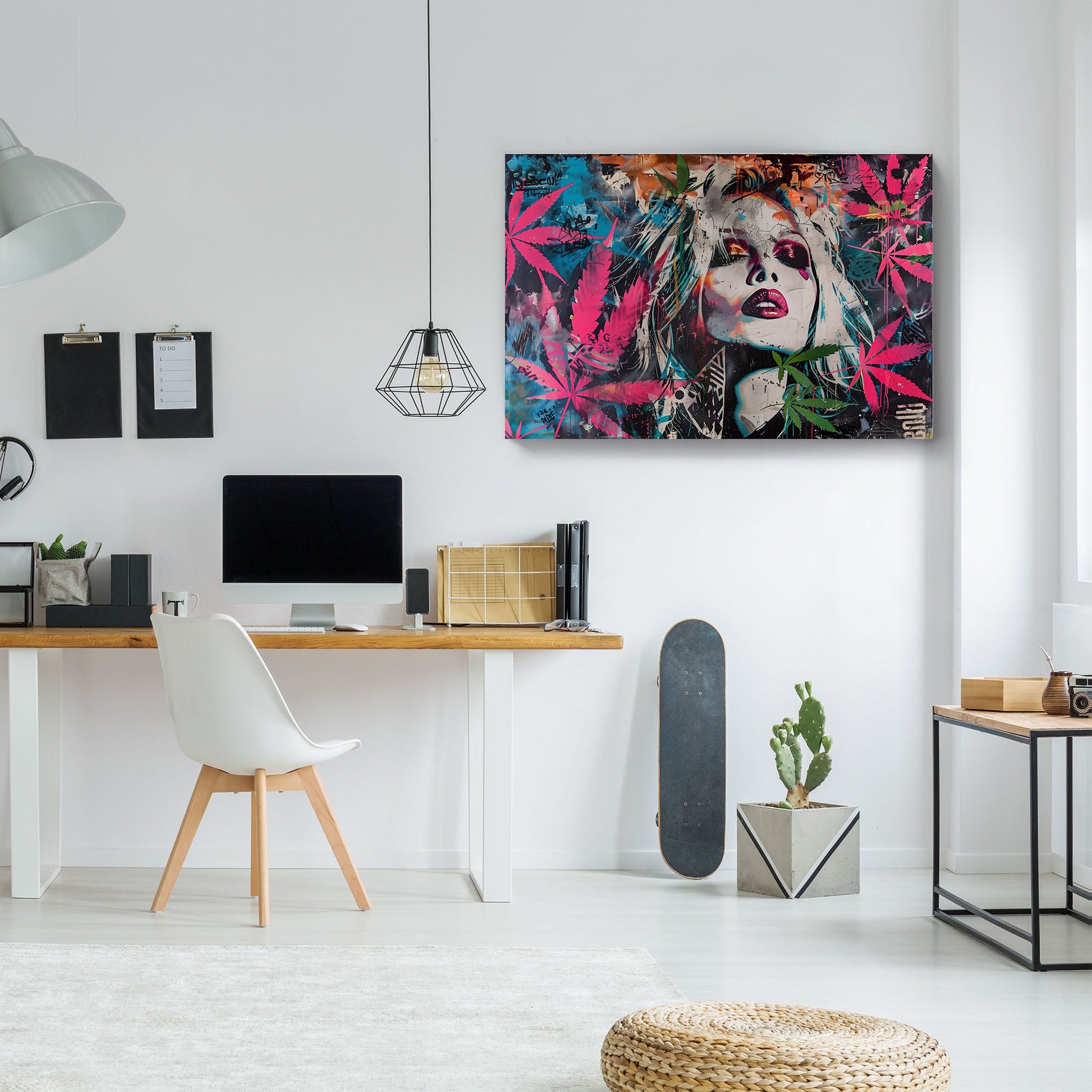 Marijuana with female face modern wall art print