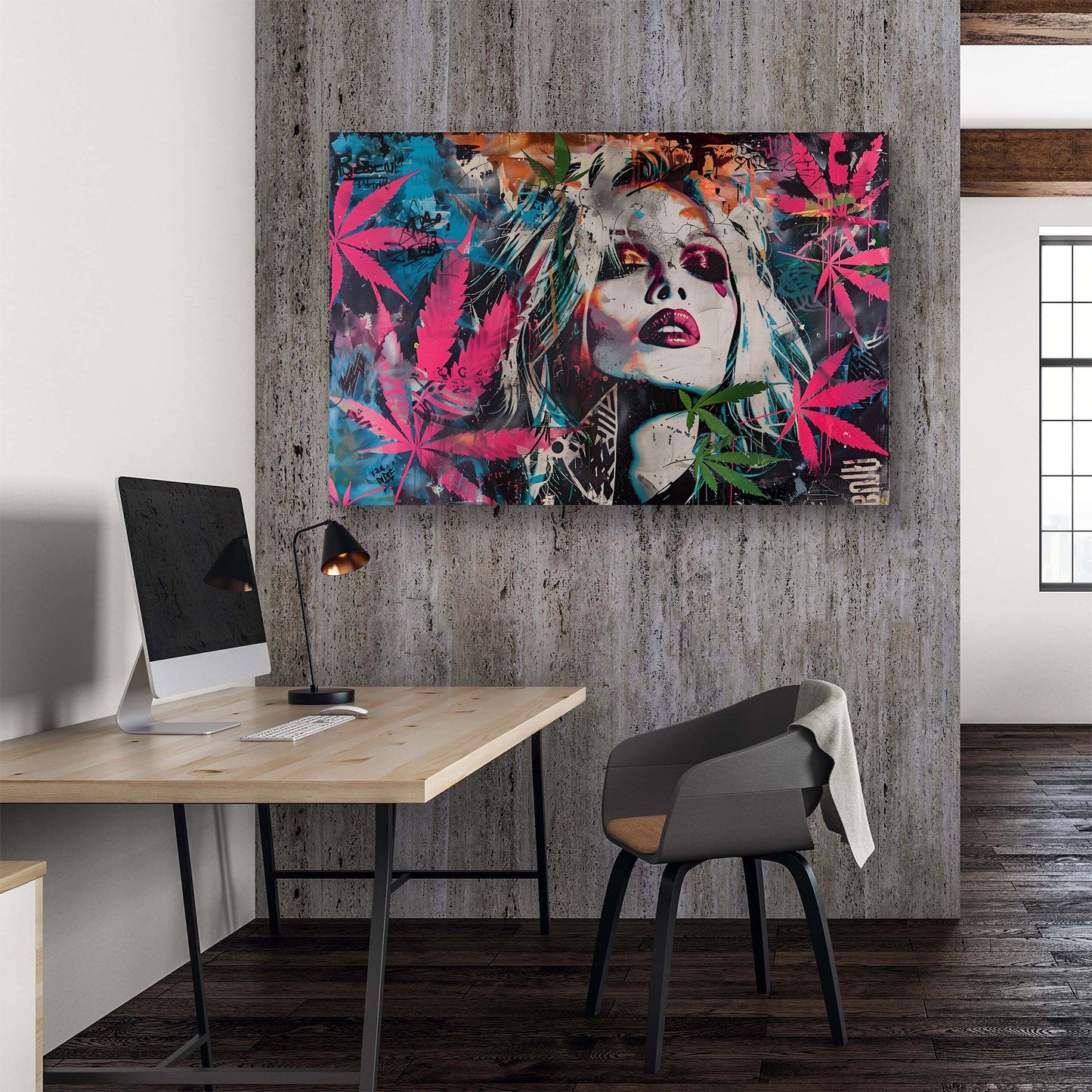 Marijuana with female face modern wall art print