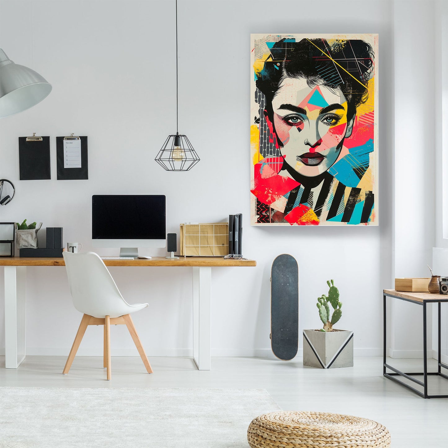 Woman face with colors modern wall art print