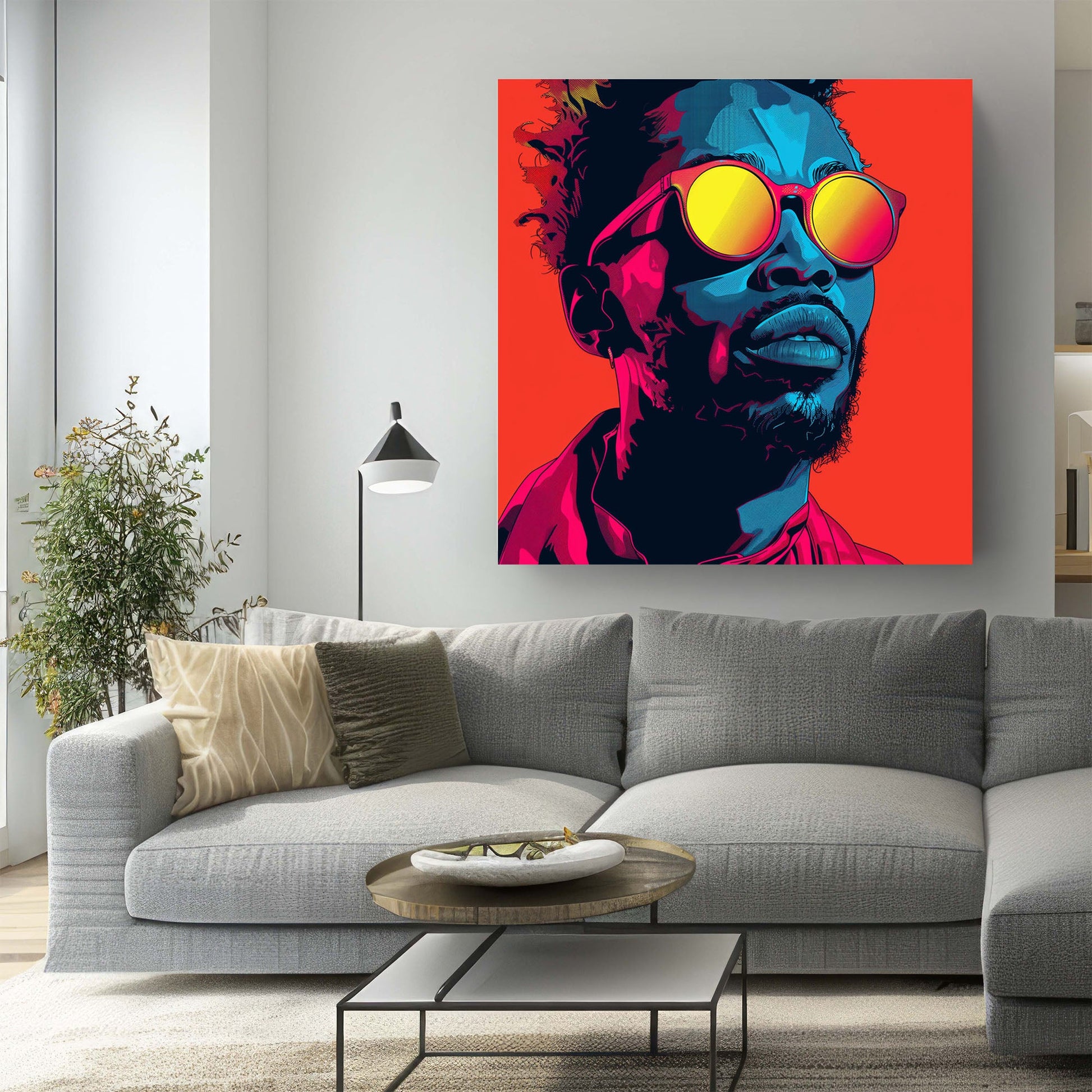 Male face with sunglasses pop art wall art print