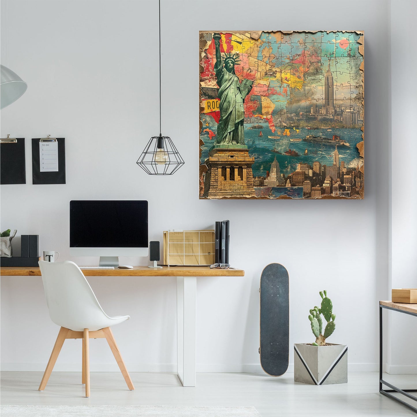 Statue of Liberty and Empire State Building wall art print