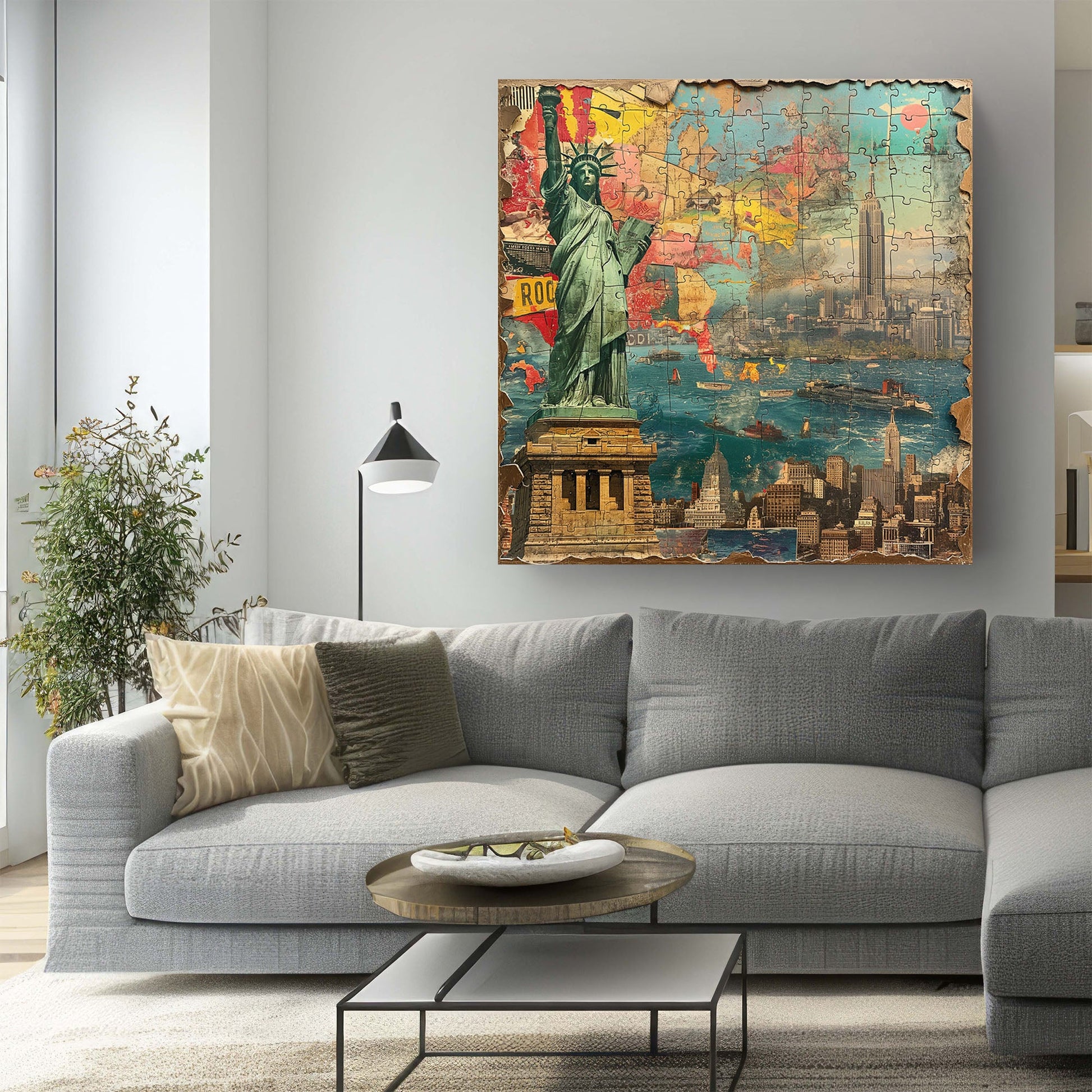 Statue of Liberty and Empire State Building wall art print