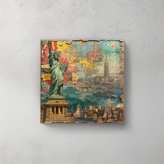 Statue of Liberty and Empire State Building wall art print