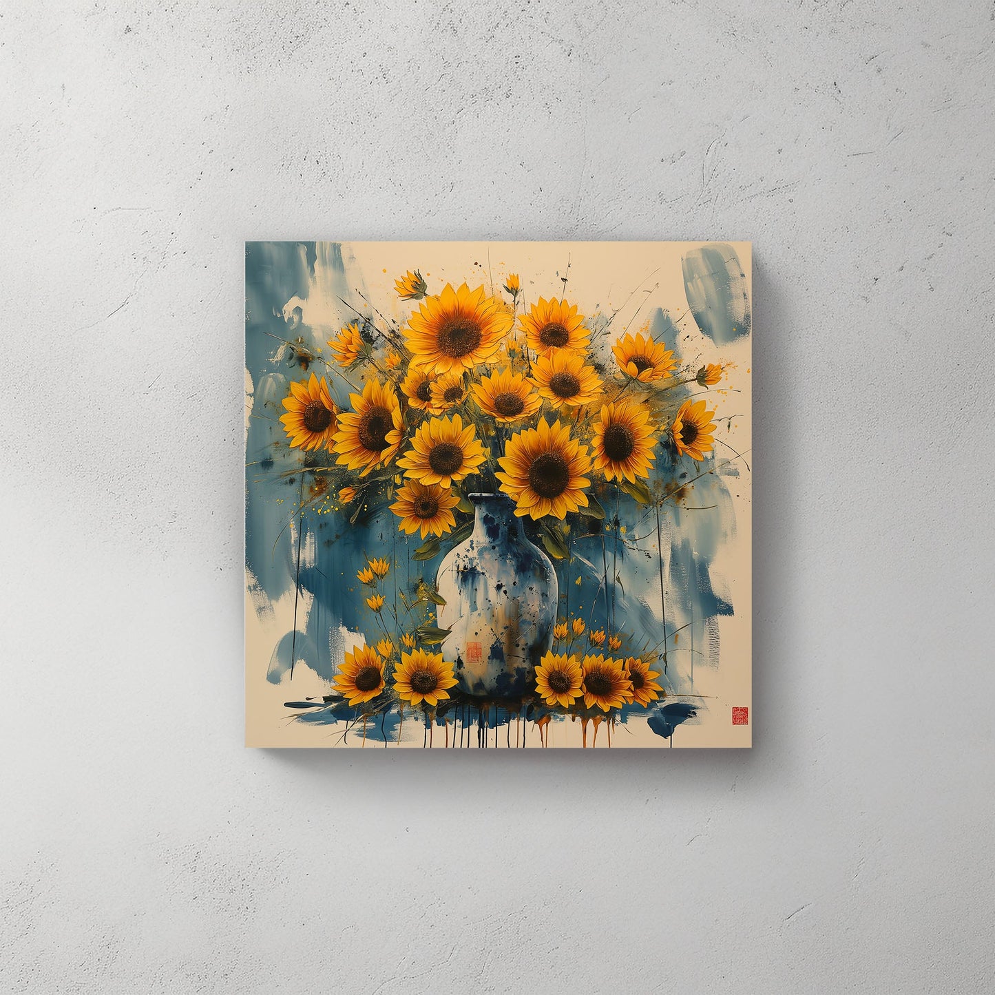Vase of sunflowers modern wall art decor