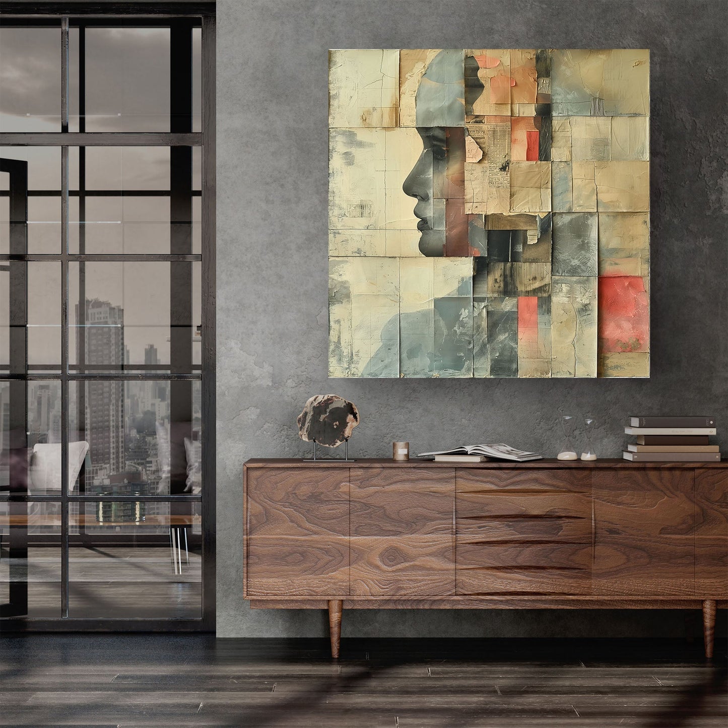 Face collage abstract wall art decor