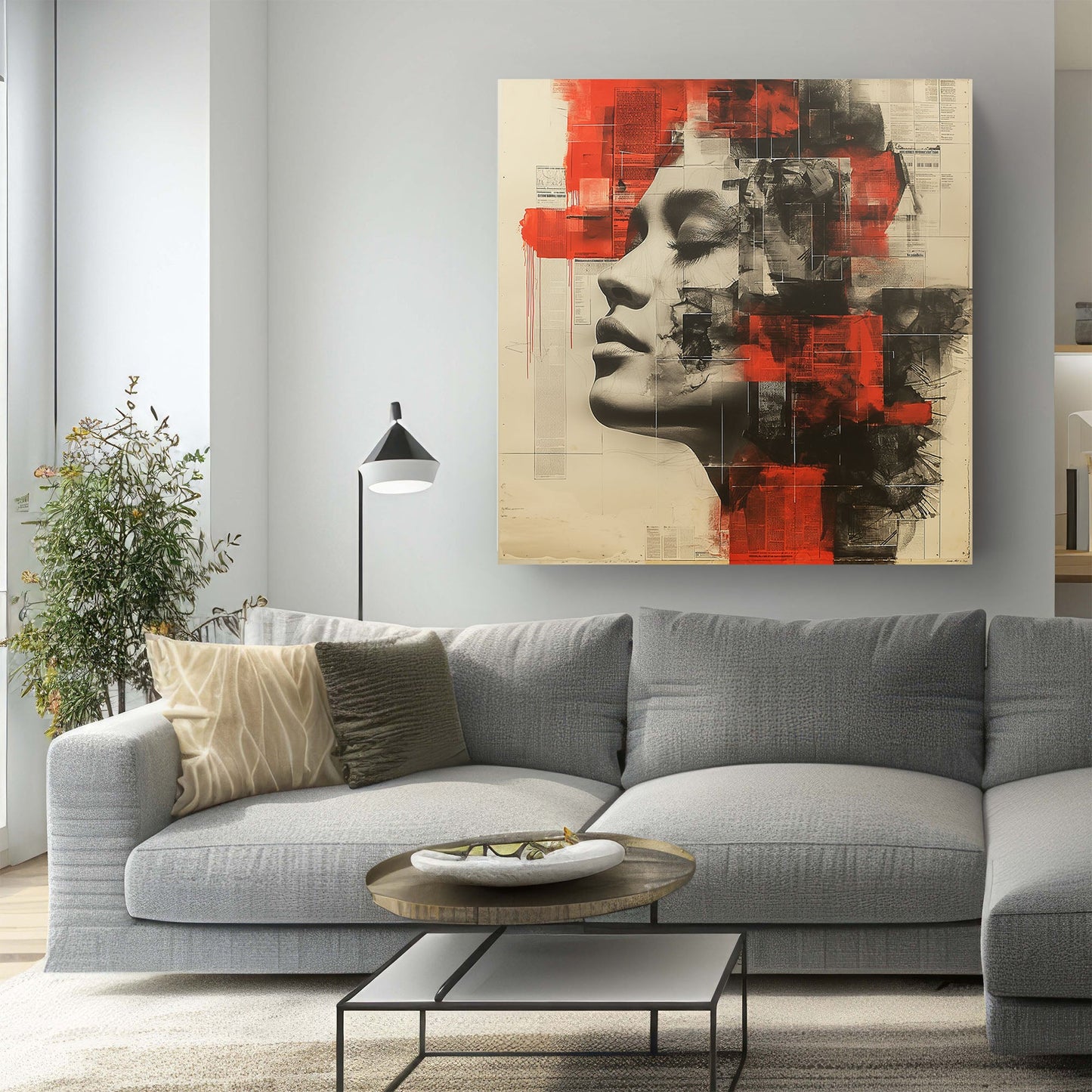Face expressions abstract wall art