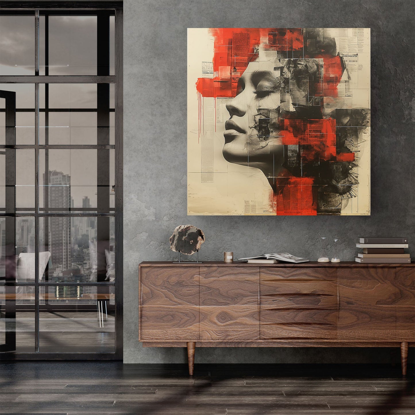 Face expressions abstract wall art