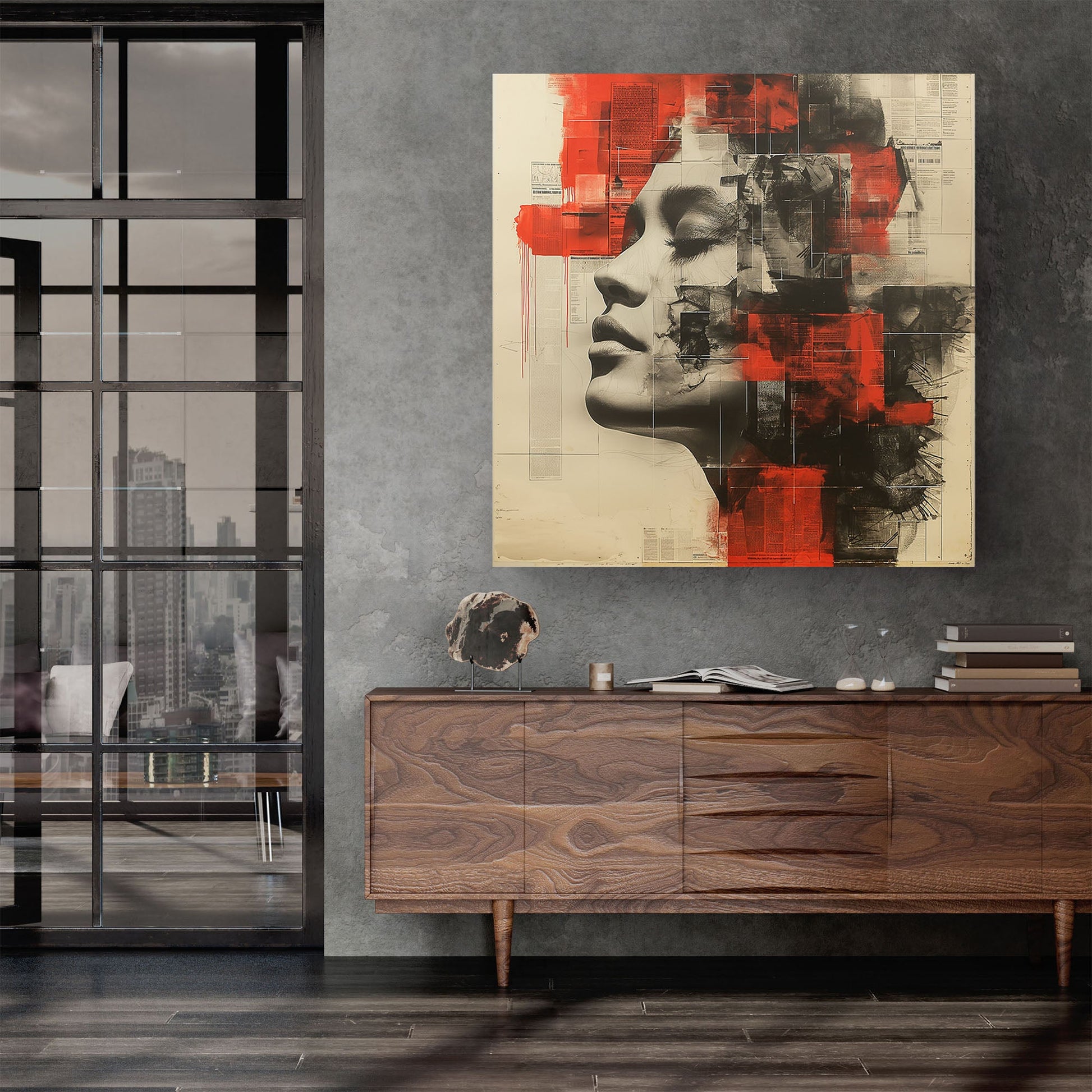 Face expressions abstract wall art