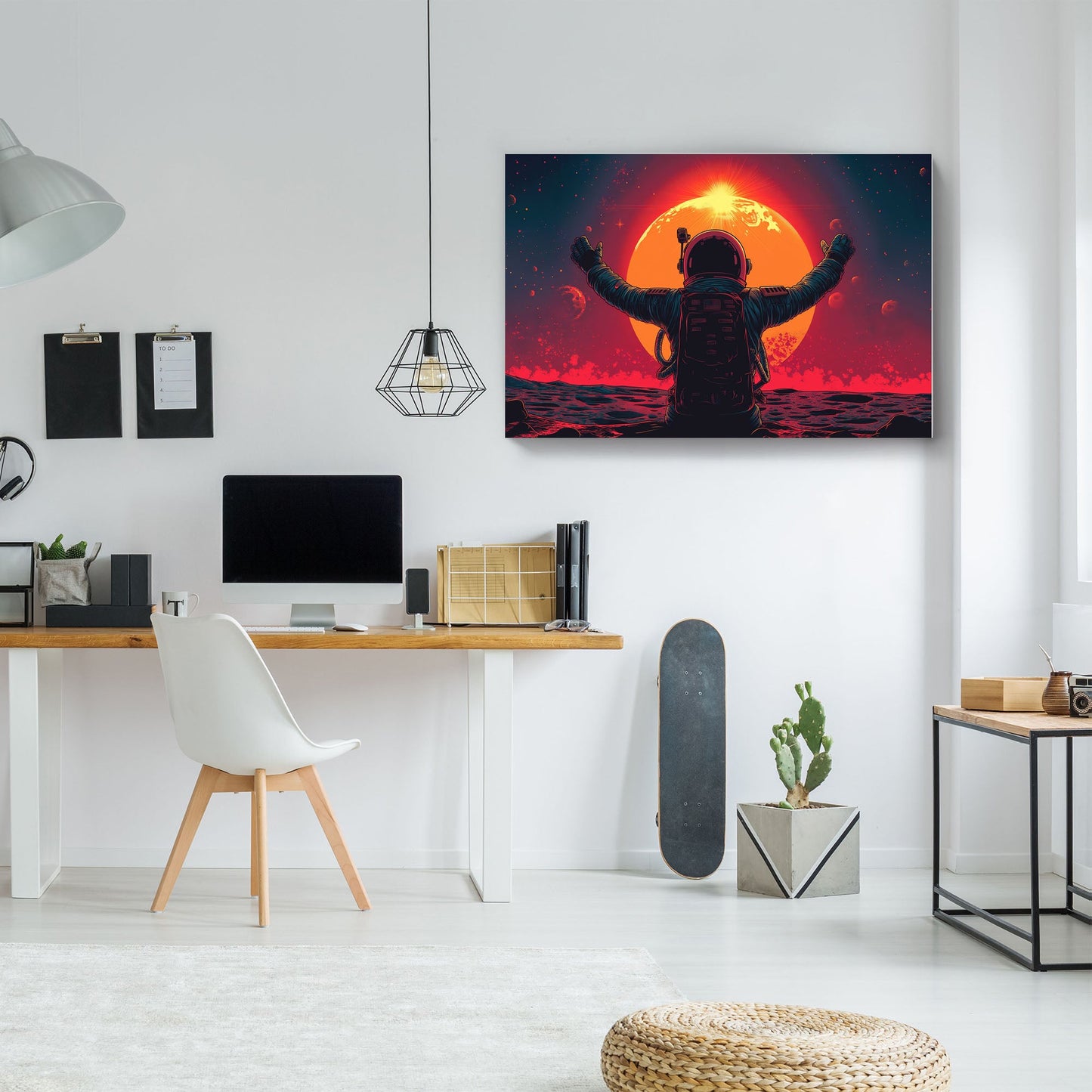 Astronaut looking at the sun wall art decor