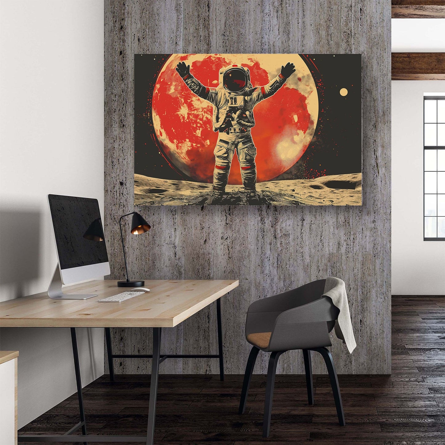 Astronaut standing on the moon wall art decor