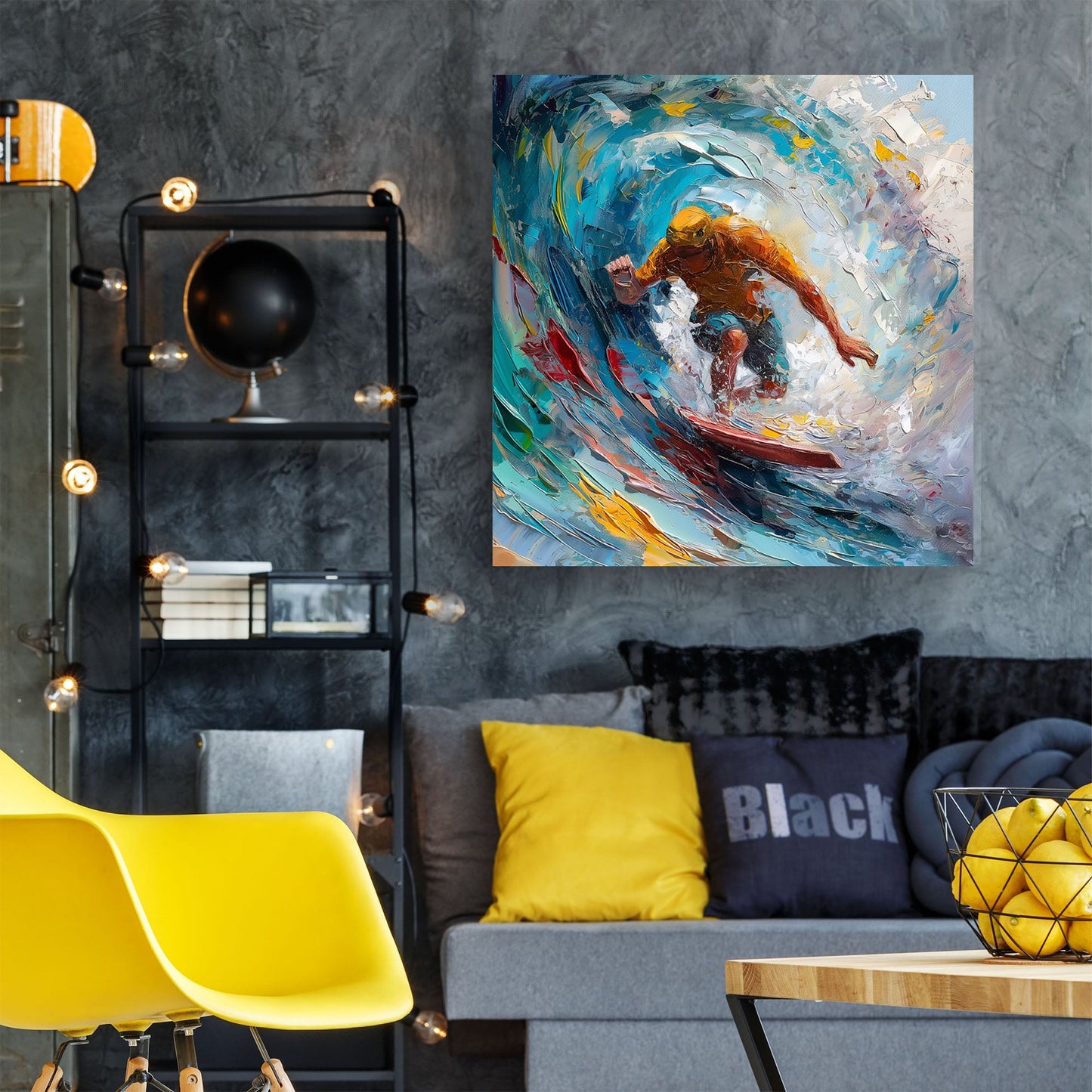 Surfer close up in wave wall art decor