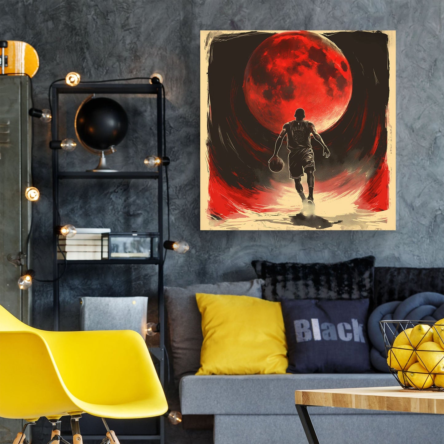 Basketball players in space wall art decor