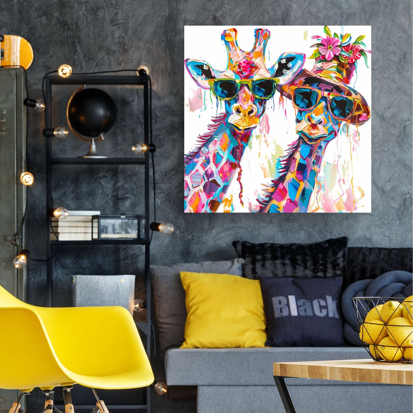 Happy Giraffes #907 Canvas Wall Art & Metal Prints