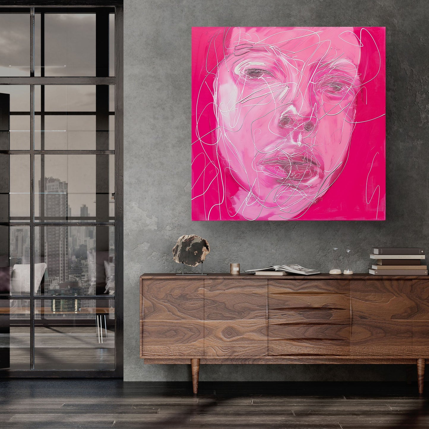 Pink Scribbles #925 Canvas Wall Art & Metal Prints