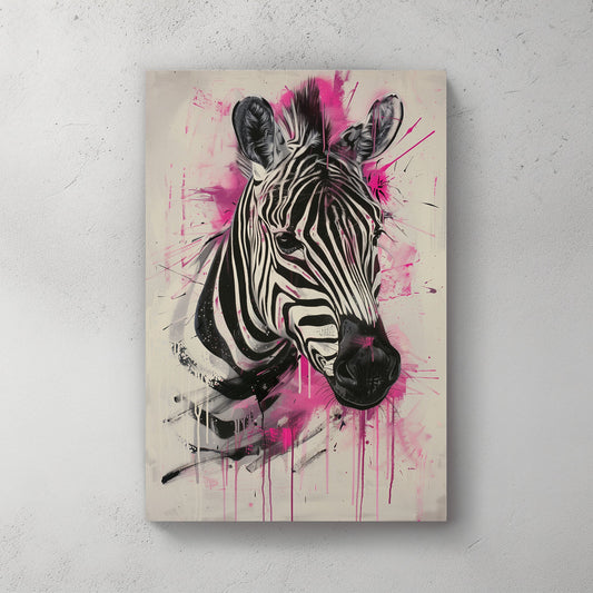 Pink Zebra #989 Canvas Wall Art & Metal Prints