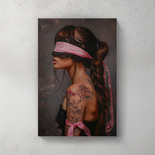 Pink Blindfold #991 Canvas Wall Art & Metal Prints