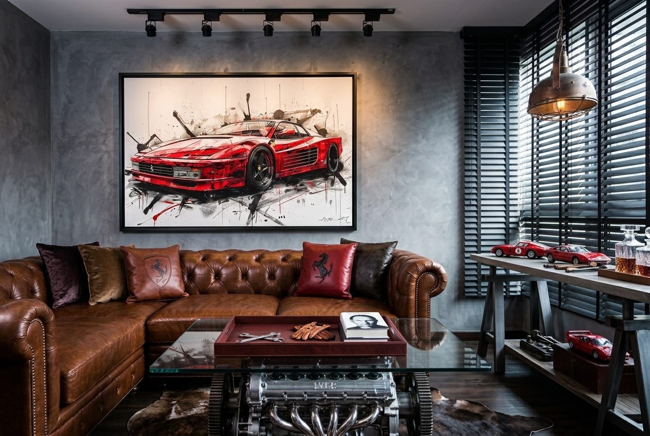 Vintage wall art, Ferrari Testarossa canvas print, vintage Italian supercar wall art by Itz Art