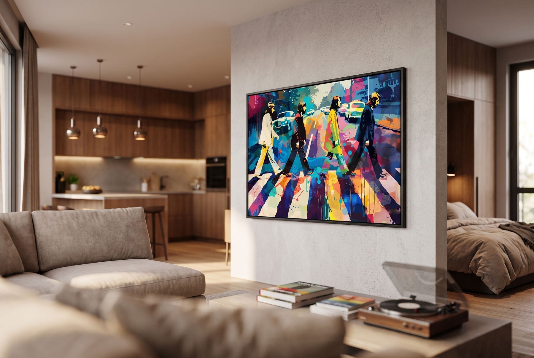 Music wall art, Abbey Road Beatles-inspired canvas print in graffiti style by Itz Art