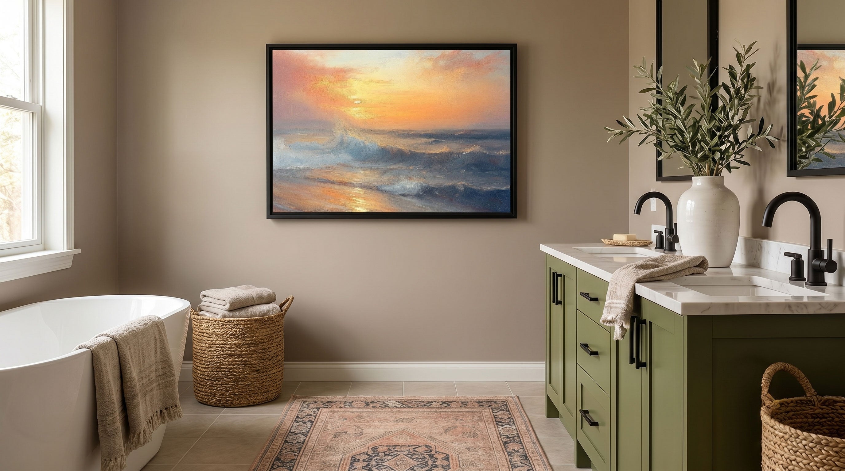 bathroom-wall-art-sunset-tides-coastal-framed-canvas-room-scene-itzart