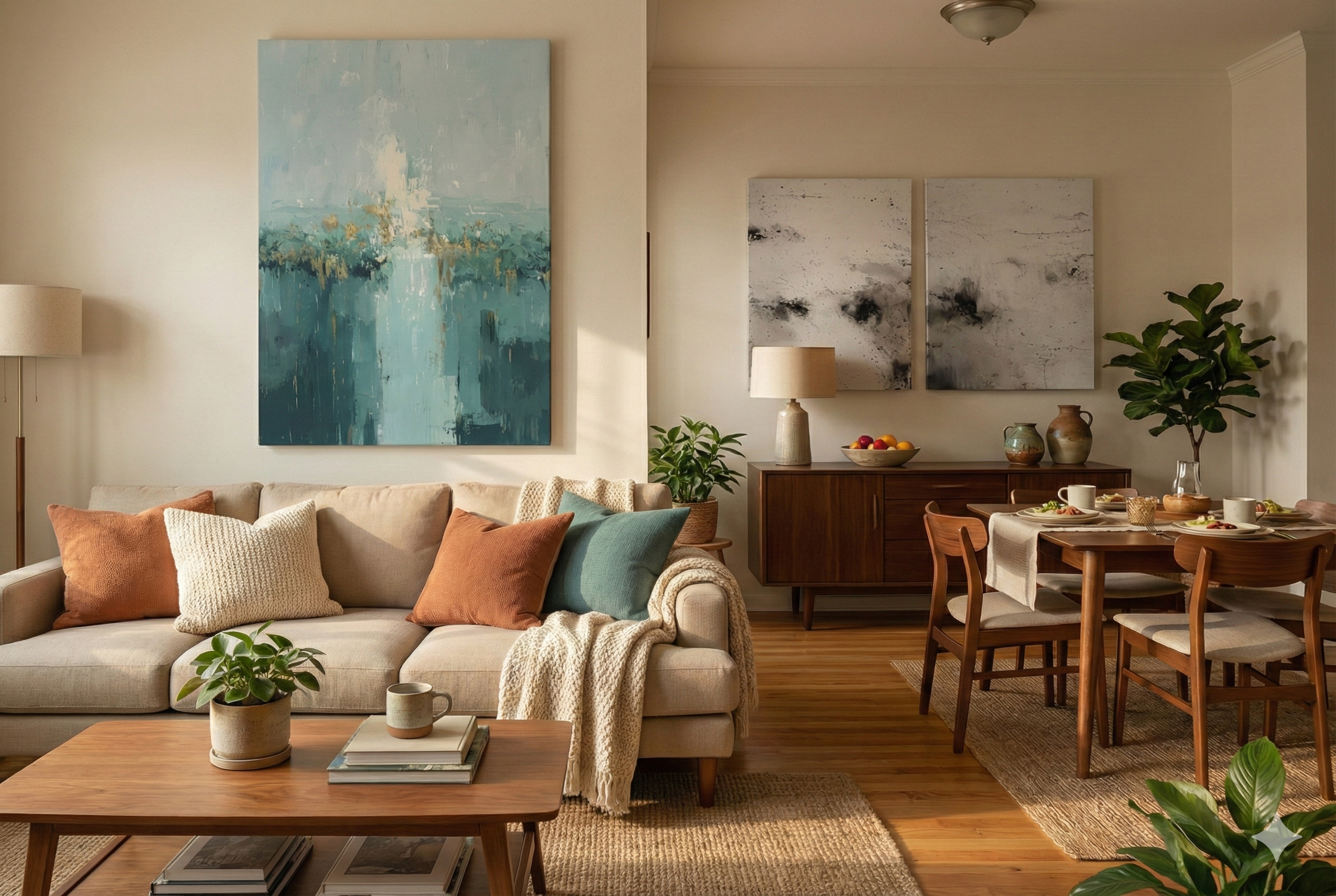 Dining room wall art, Liquid Gold aerial ocean canvas print, contemporary gold and teal dining-room wall art by Itz Art