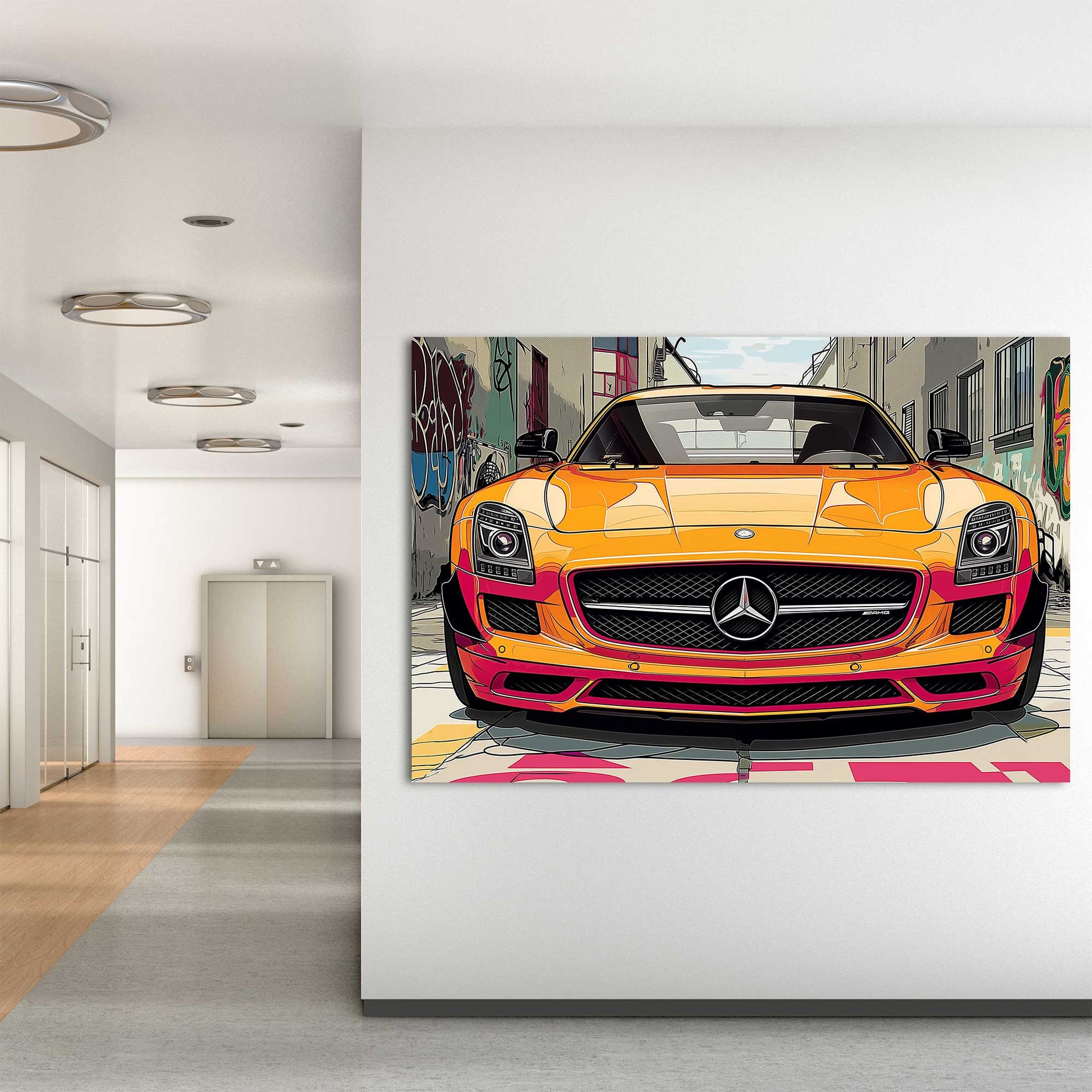 Mercedes Benz Alley #1250 Canvas Wall Art & Metal Prints