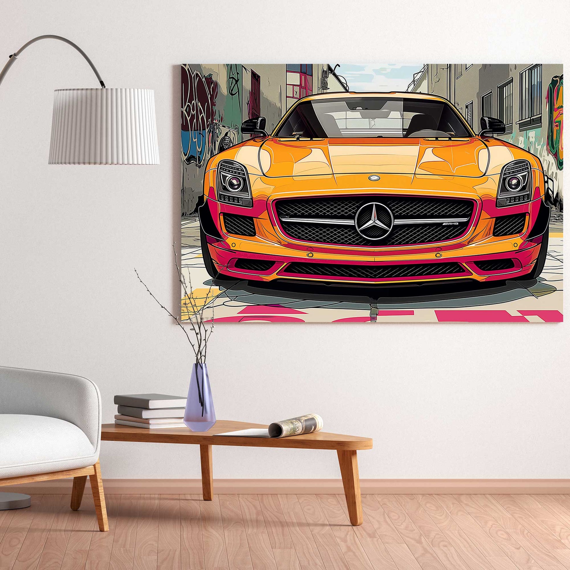 Mercedes Benz Alley #1250 Canvas Wall Art & Metal Prints