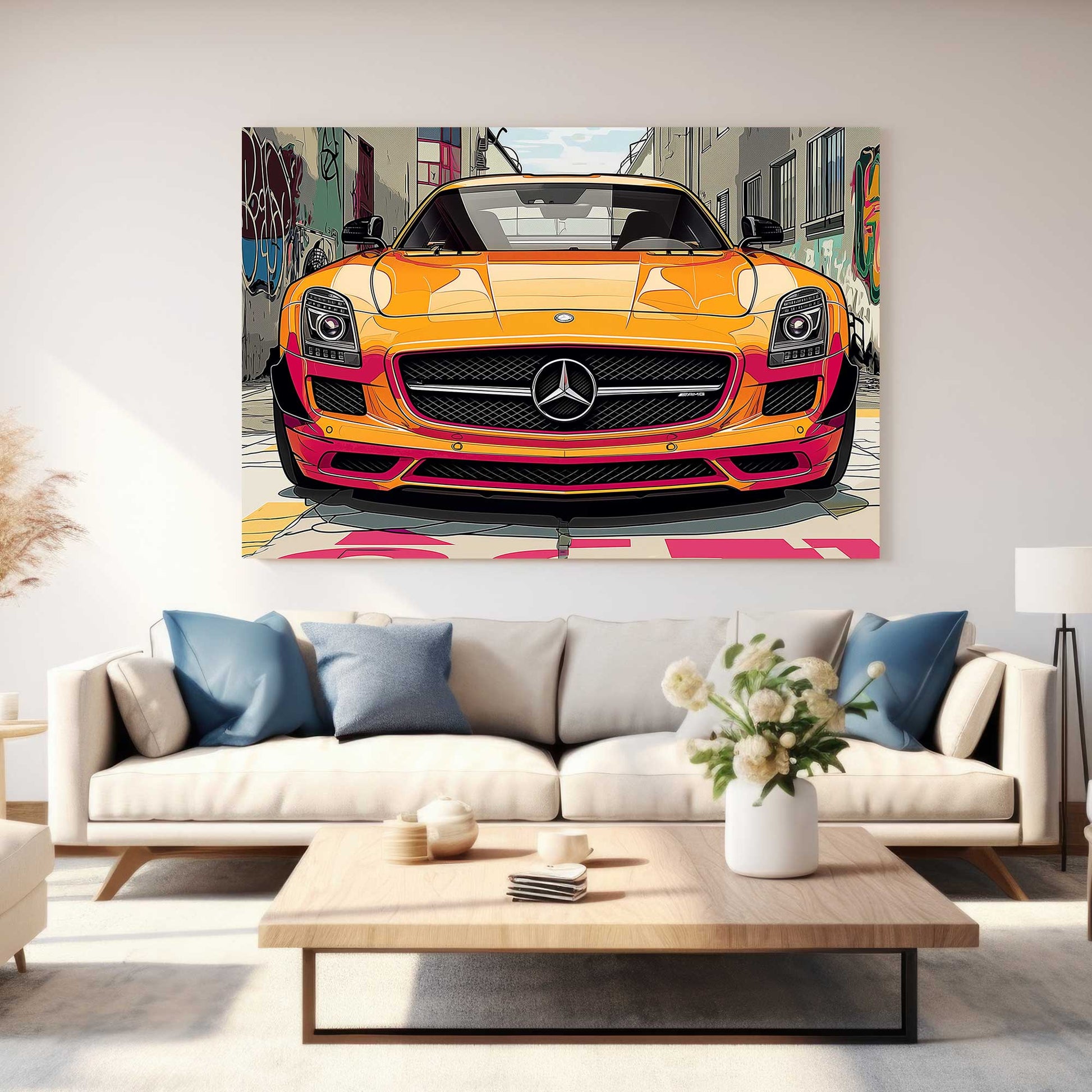 Mercedes Benz Alley #1250 Canvas Wall Art & Metal Prints