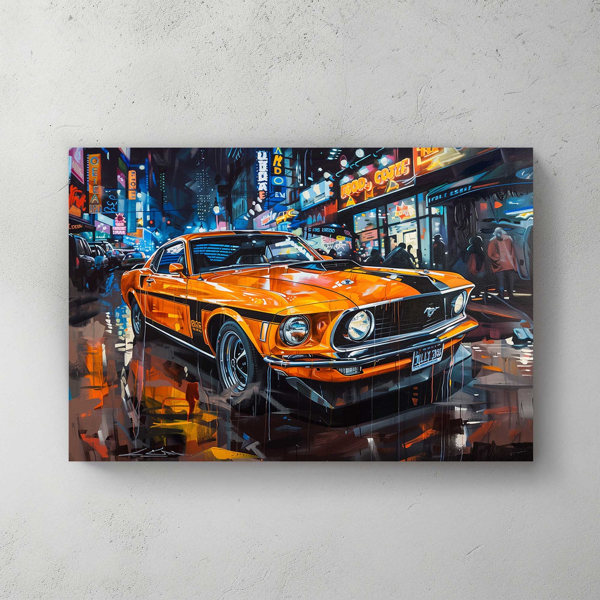 Orange Mustang #1260 Canvas Wall Art & Metal Prints