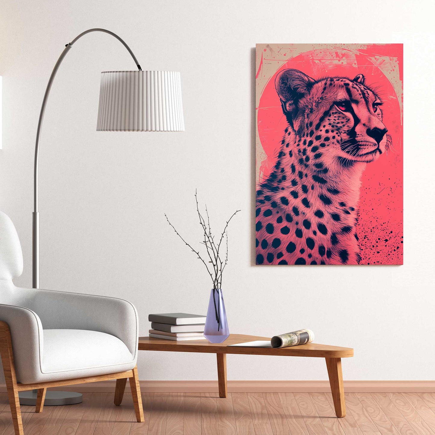 Pink Jaguar #1296 Canvas Wall Art & Metal Prints